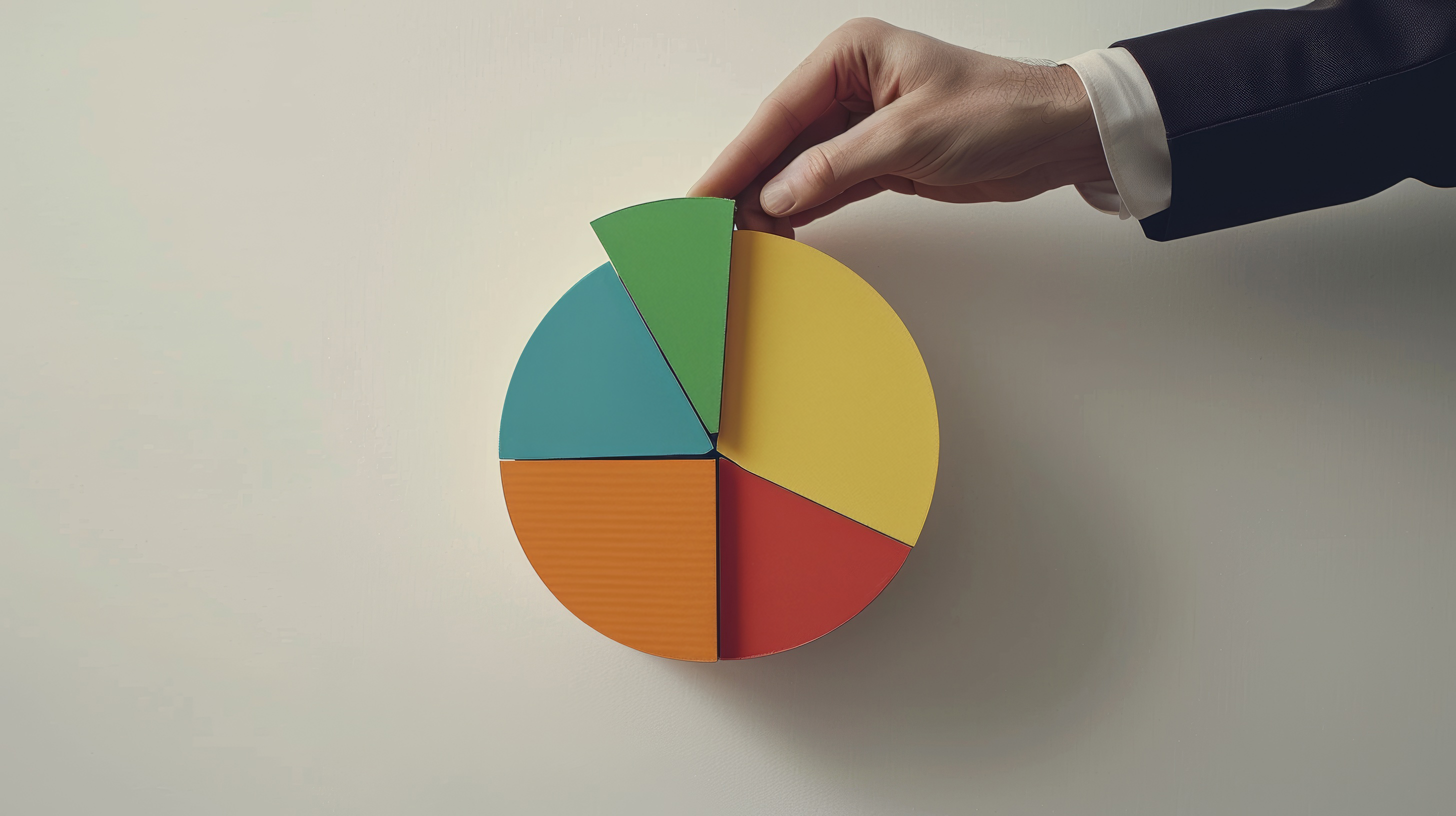 Hand holding a piece of colorful circular diagram
