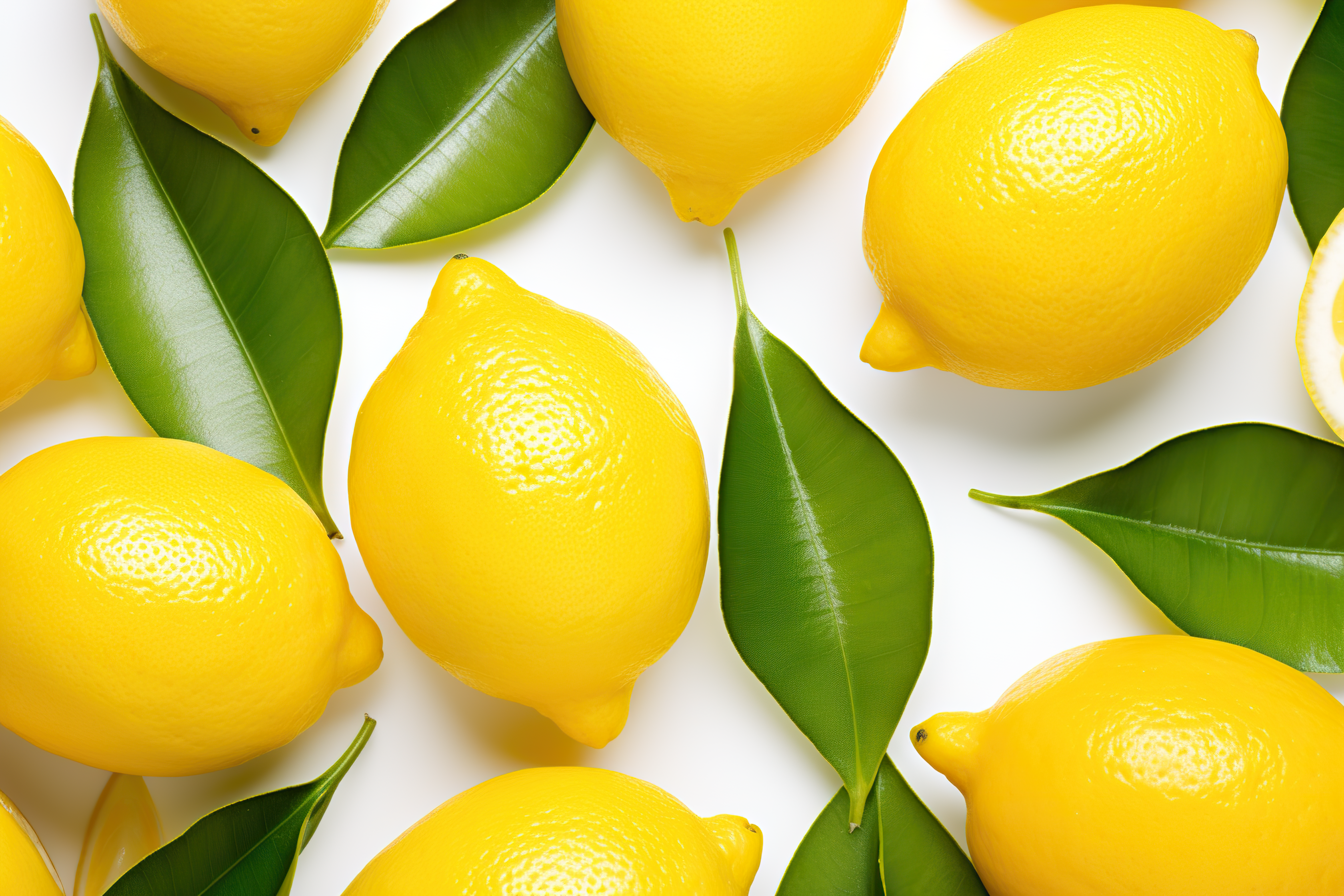 Juicy lemon with leaves isolated on white background