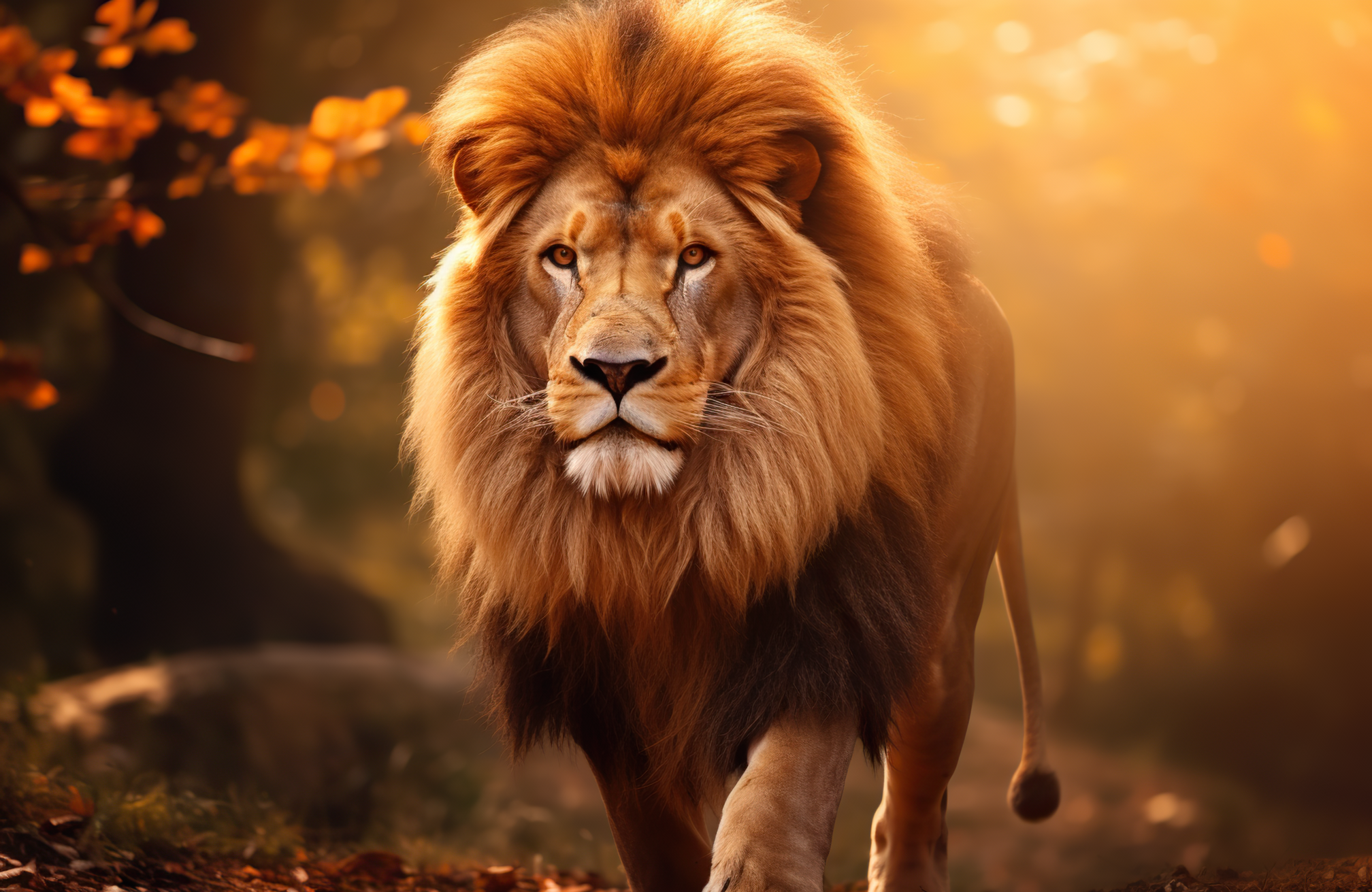 Lion roaming in its natural habitat