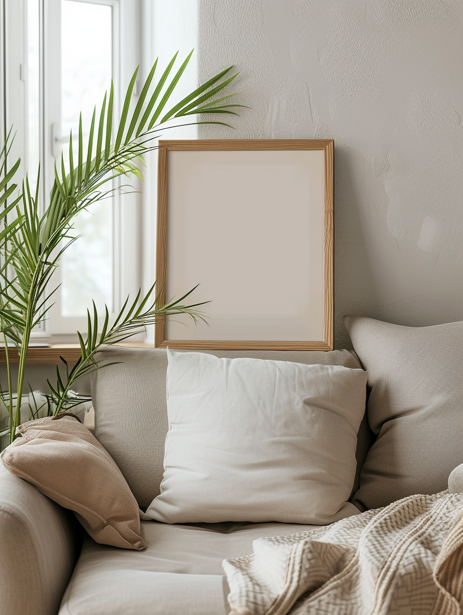 Mock up poster frame in interior background
