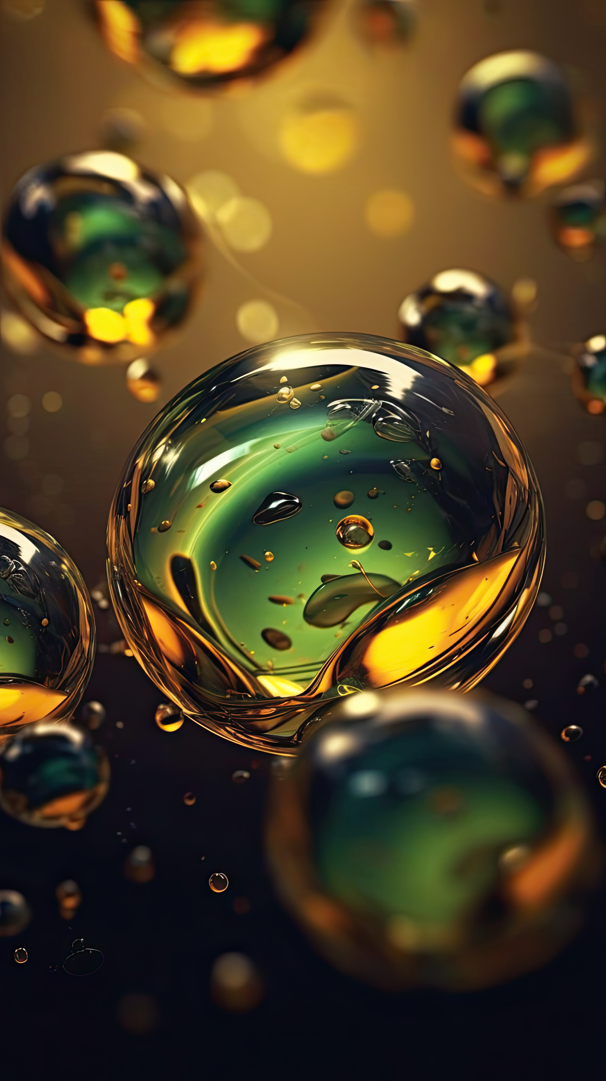 Olive or engine oil drops on green gradient background