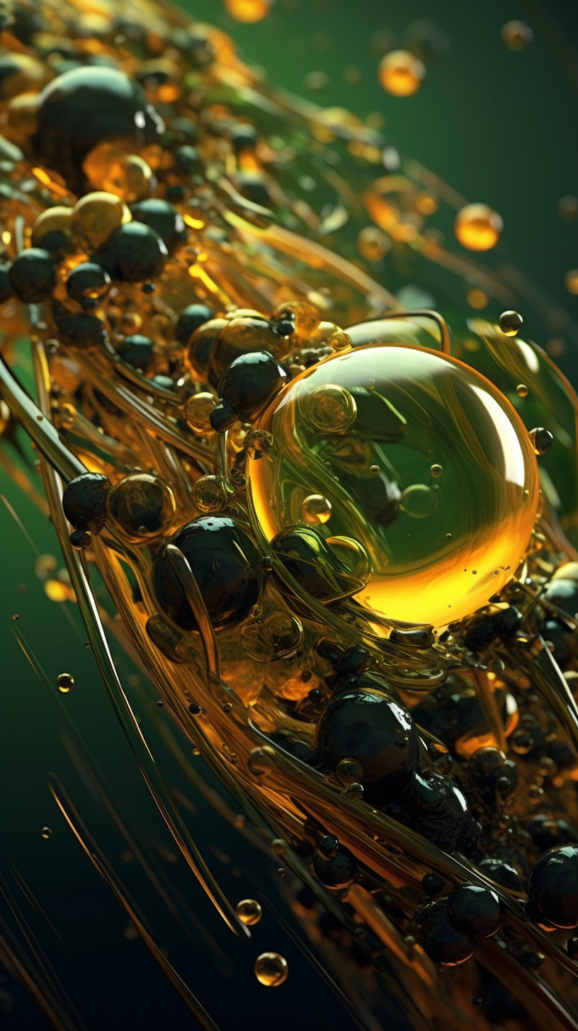 Olive or engine oil drops on green gradient background