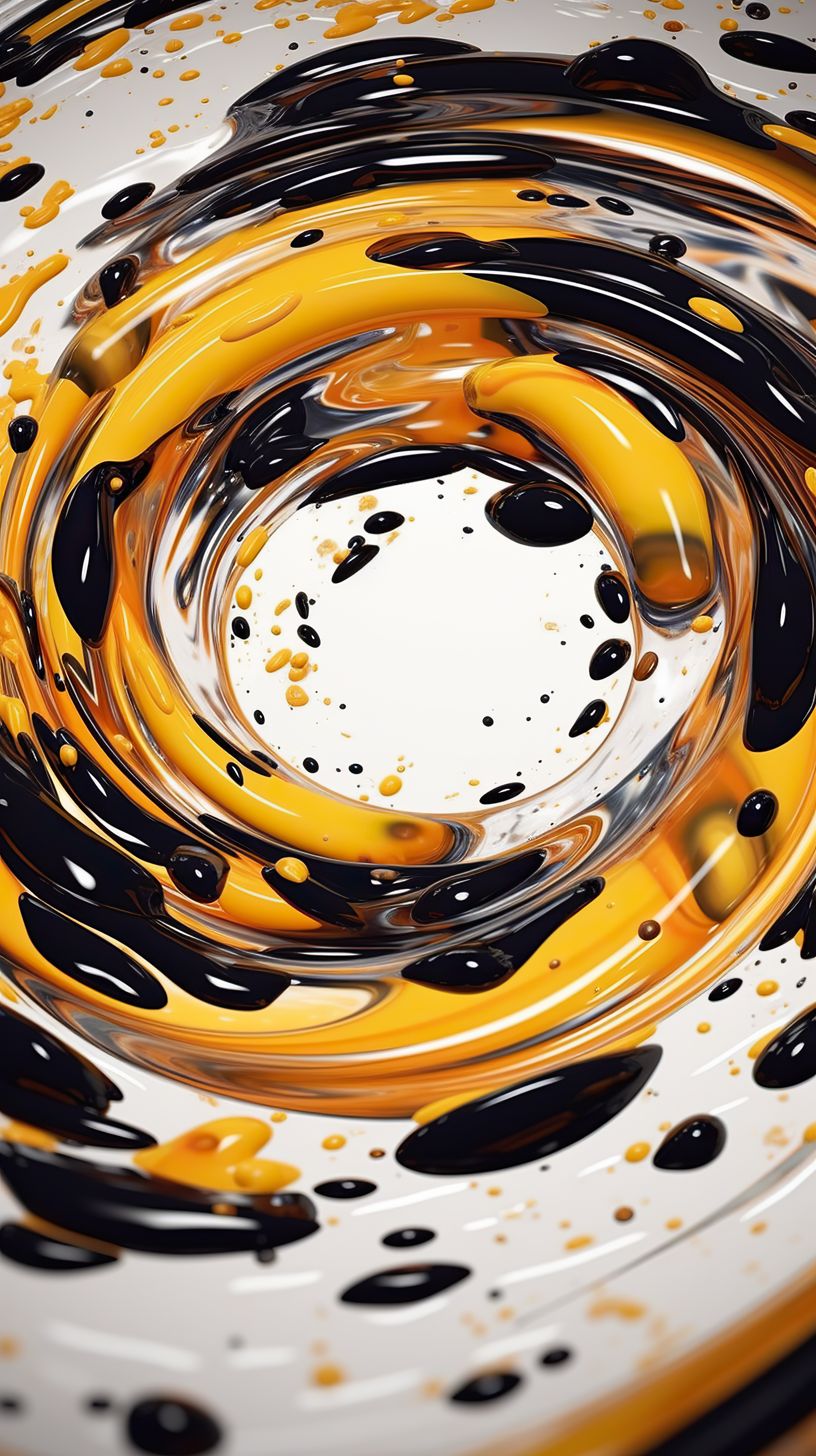 Olive or engine oil swirling on white background