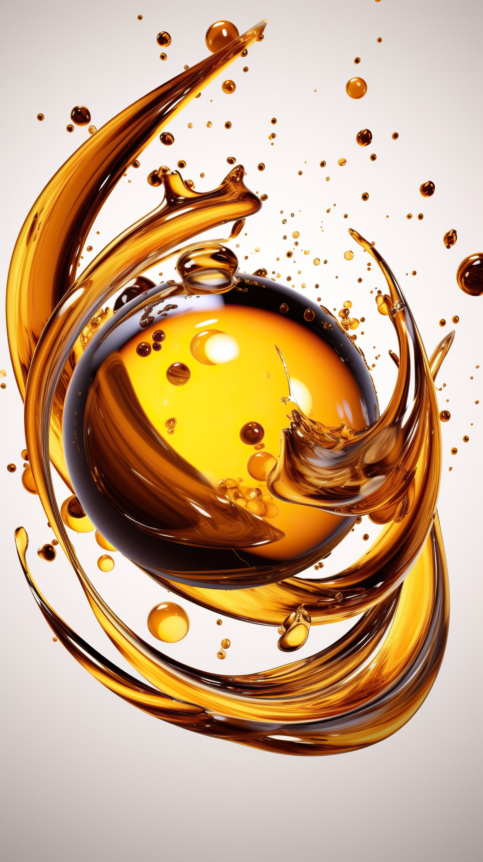 Olive or engine oil swirling on white background