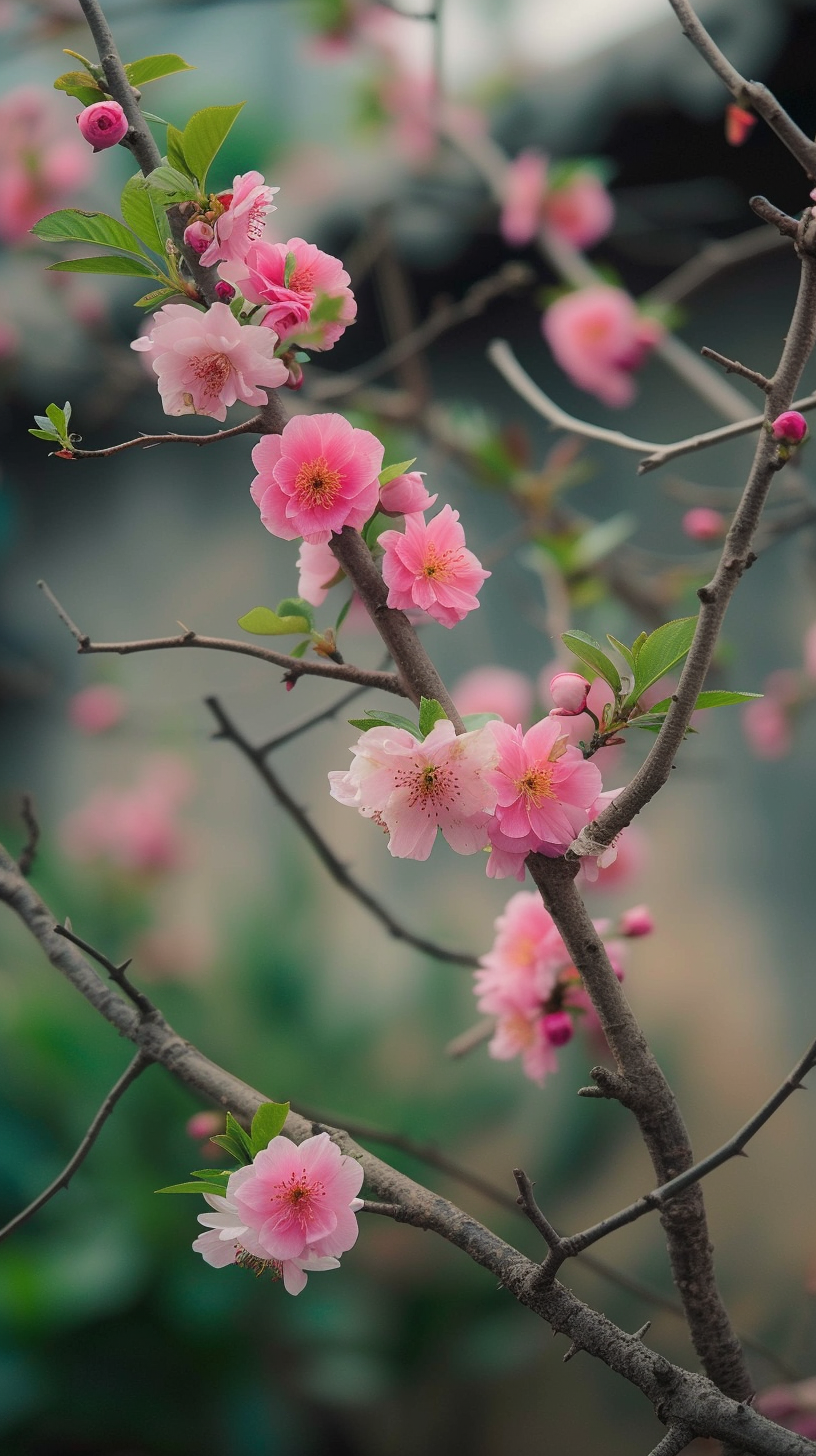 Pink flower blooms