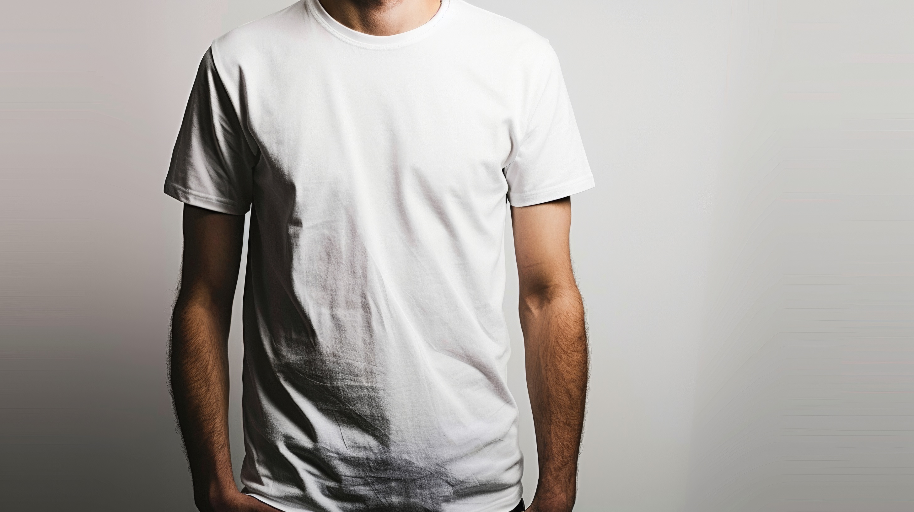 Plain white t shirt mockup, Blank male t shirt front view