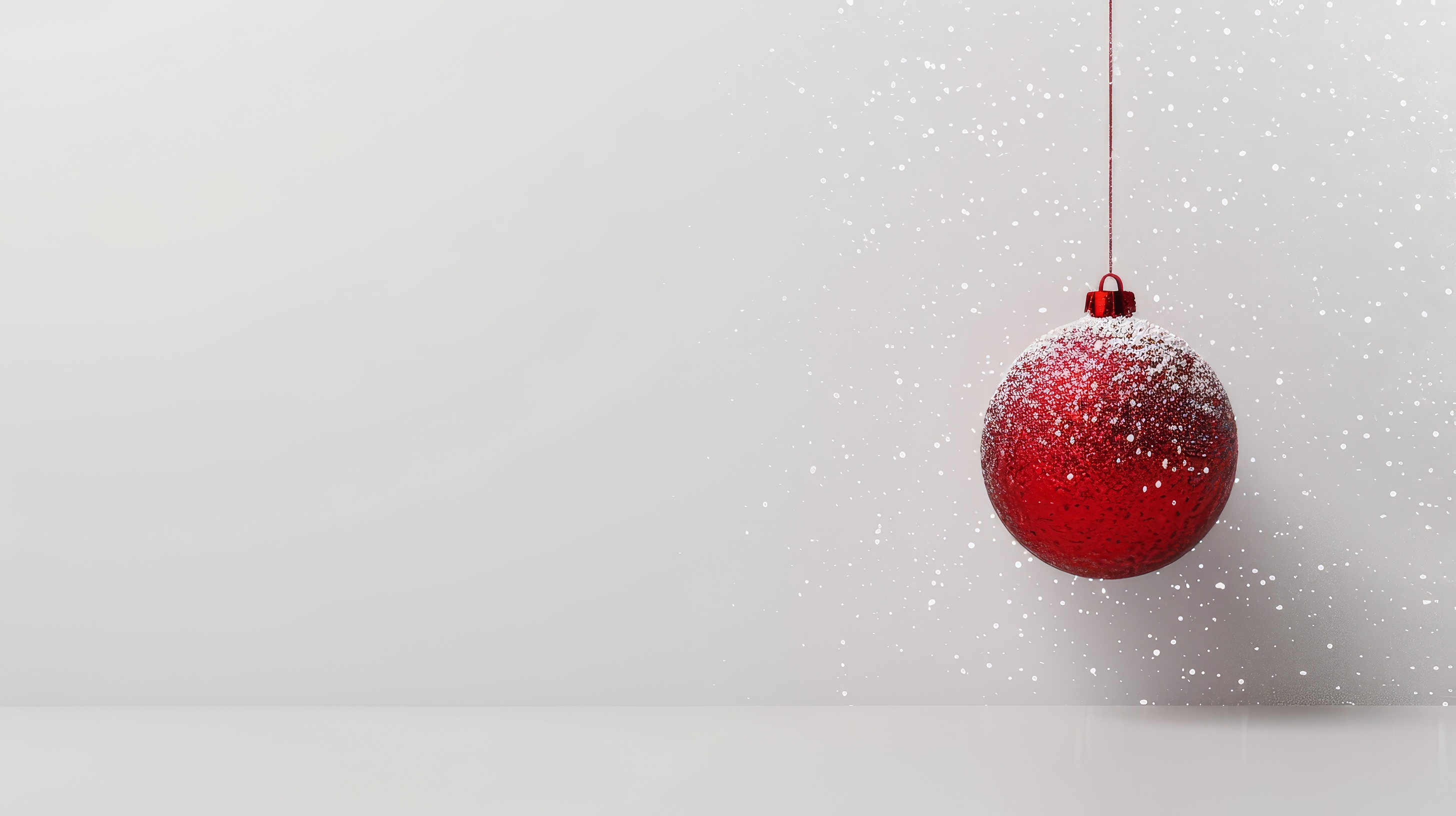 Red ball. Christmas decoration on white background