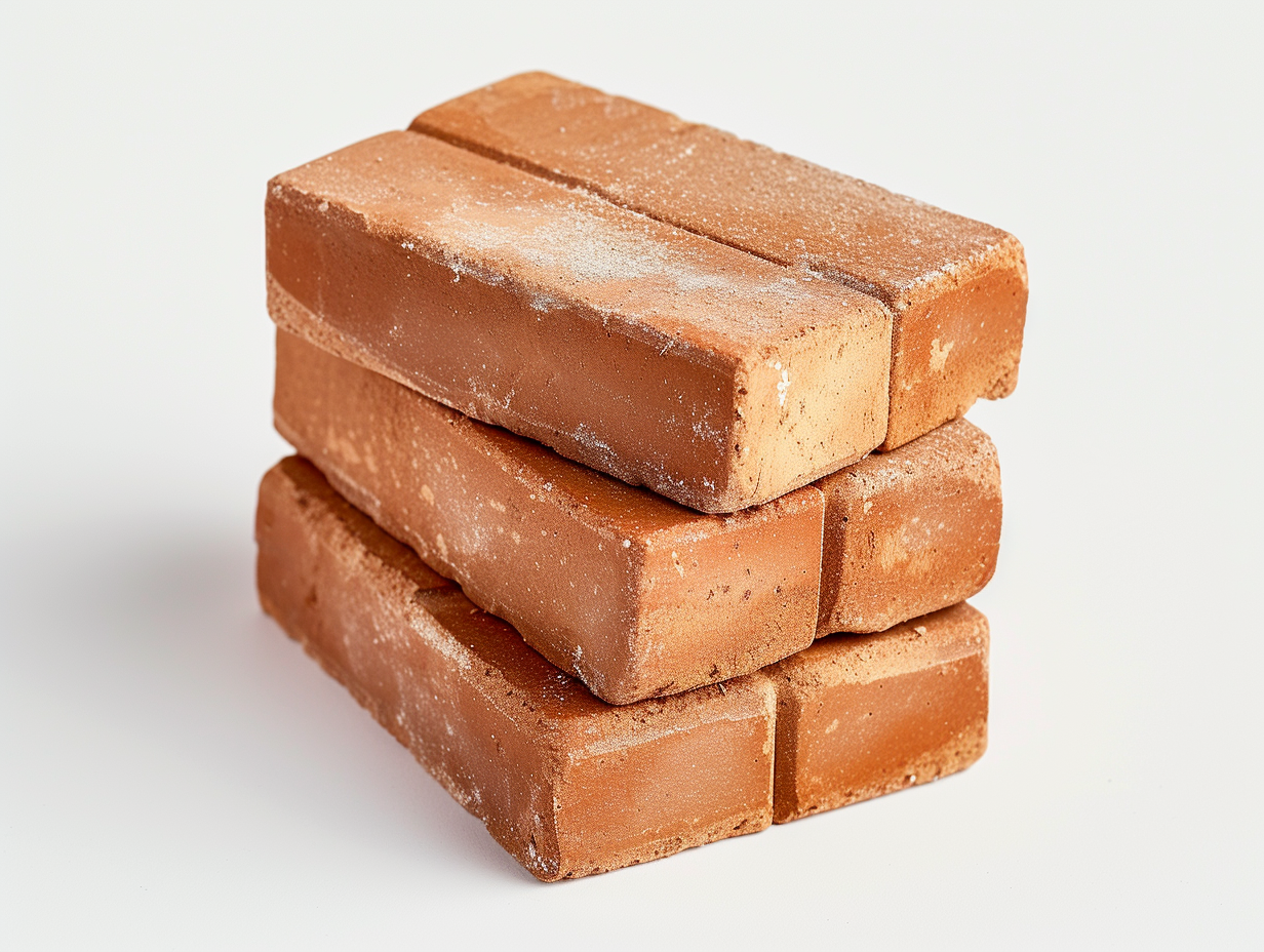 Red bricks isolated on white background