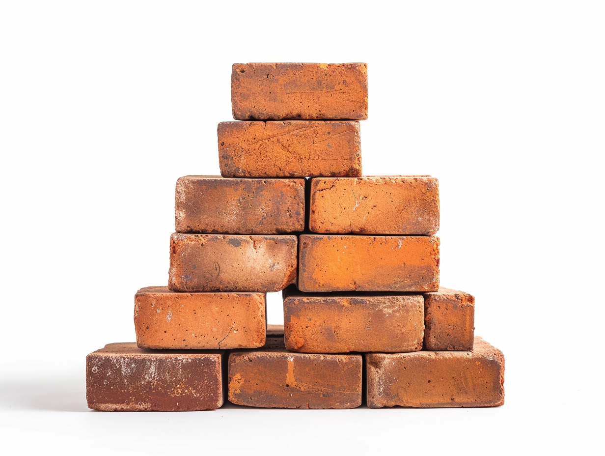 Red bricks isolated on white background