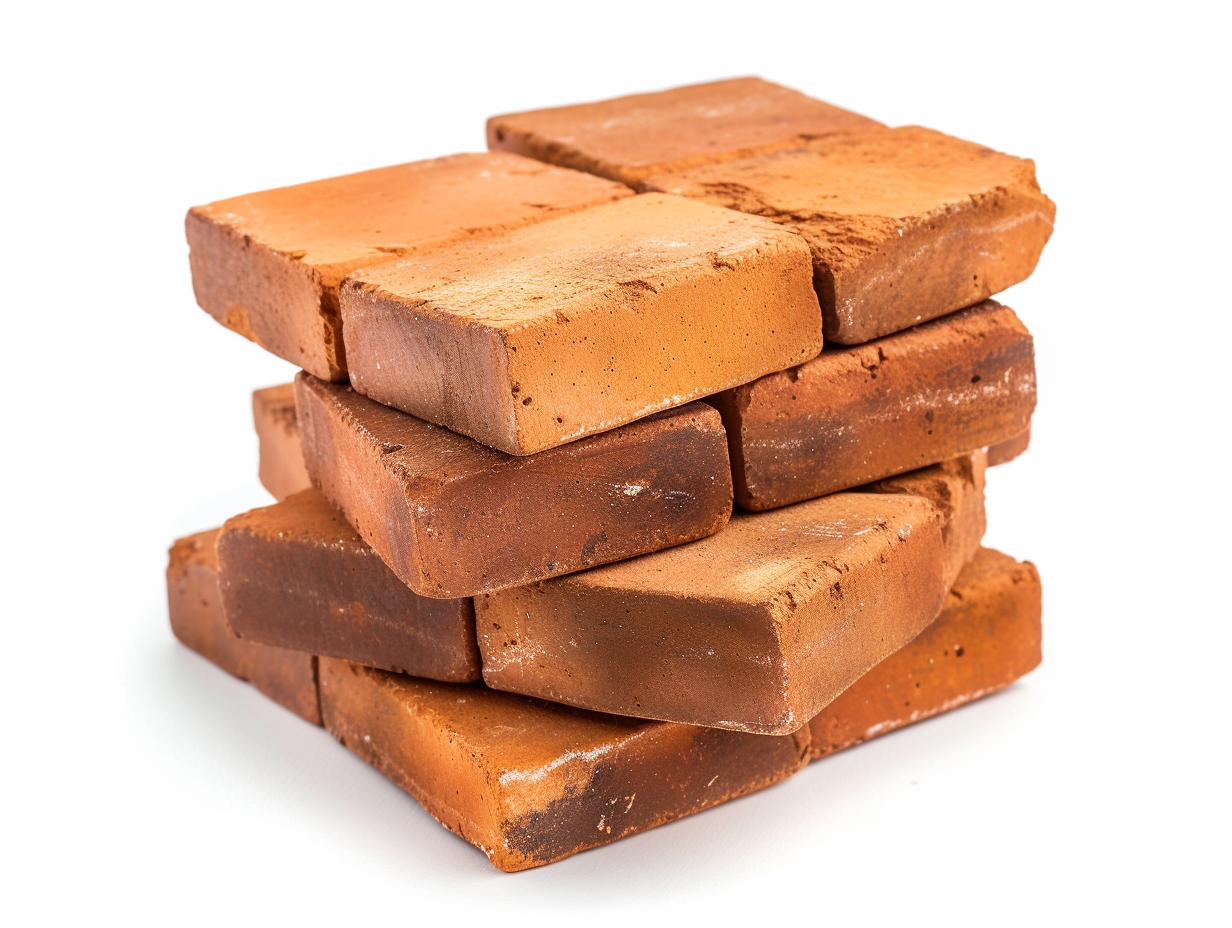 Red bricks isolated on white background
