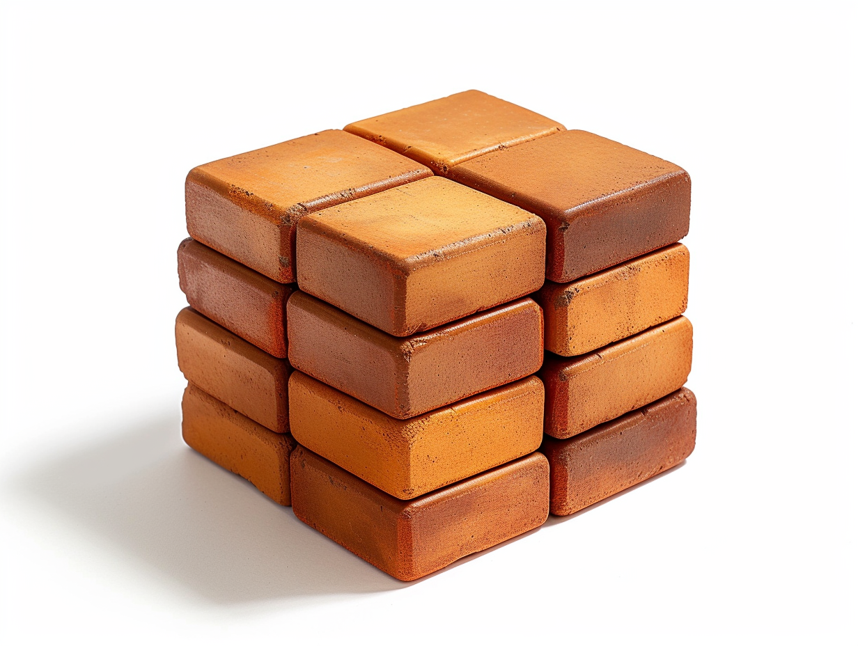 Red bricks isolated on white background