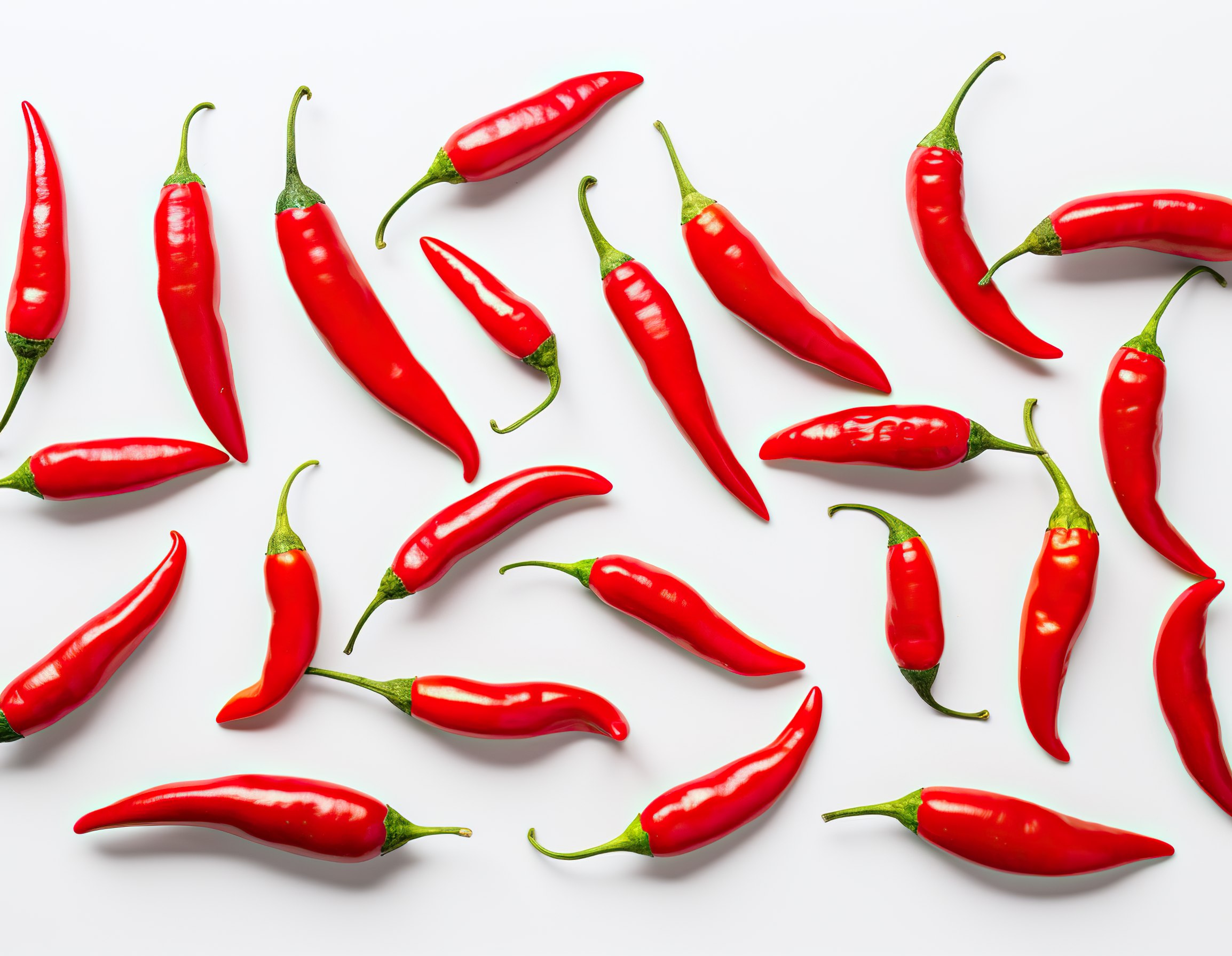 Red chilli peppers on white background