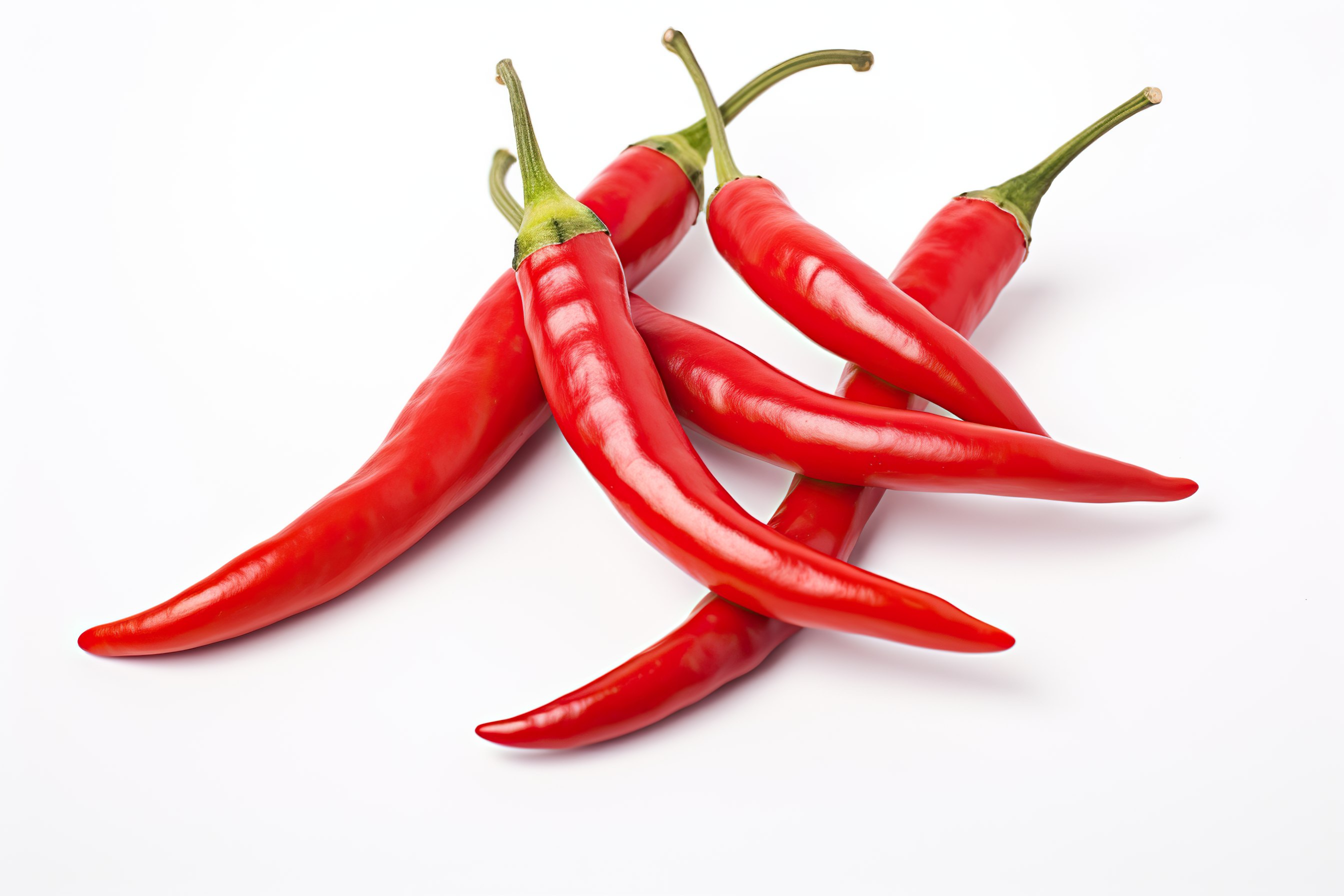 Red chilli peppers on white background