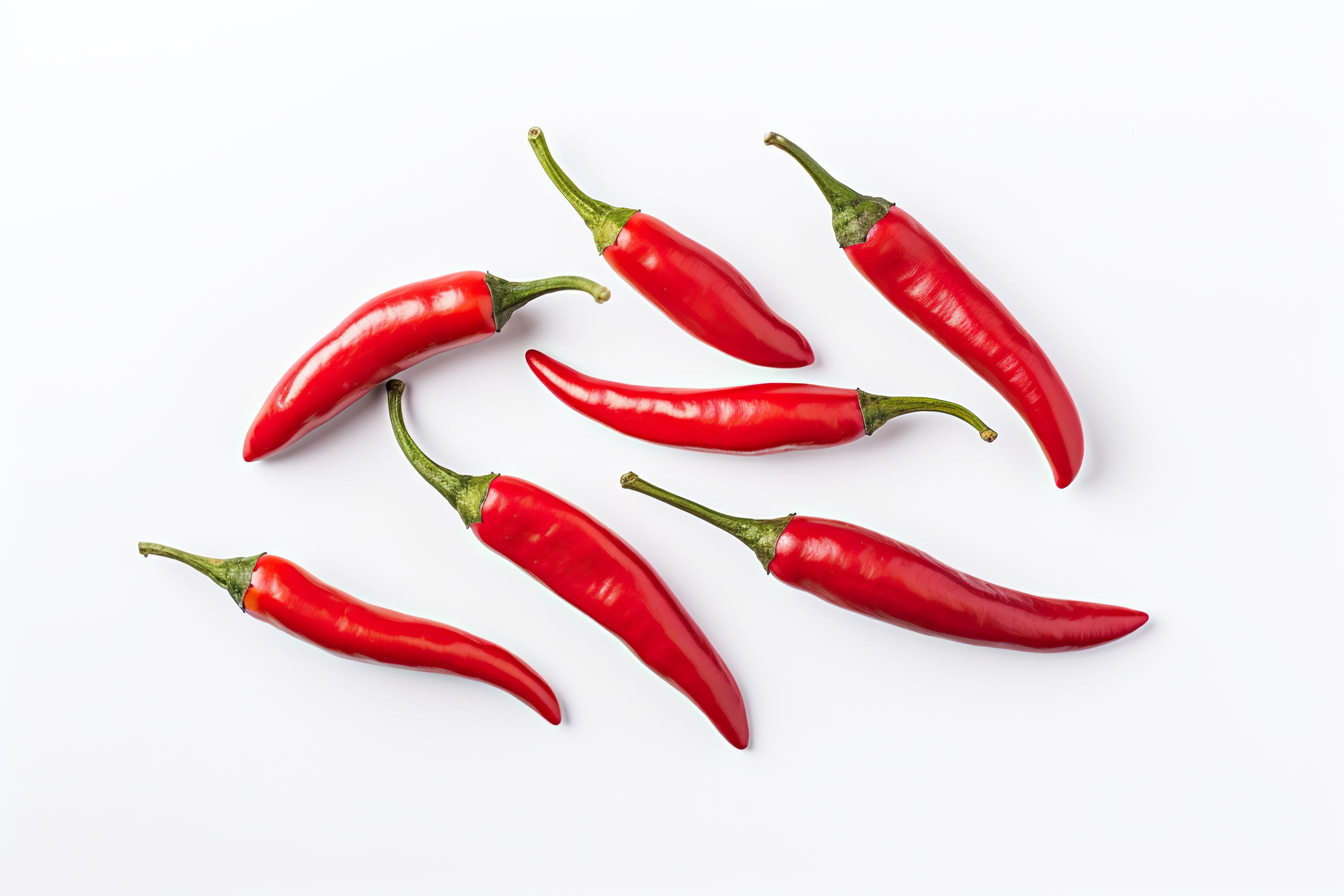 Red chilli peppers on white background