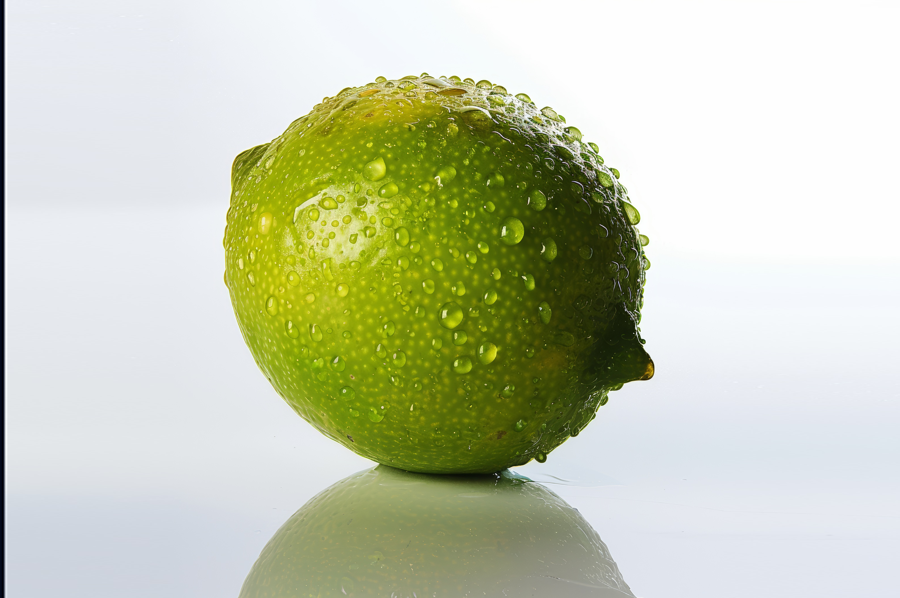 Ripe lime with water drops isolation on white background