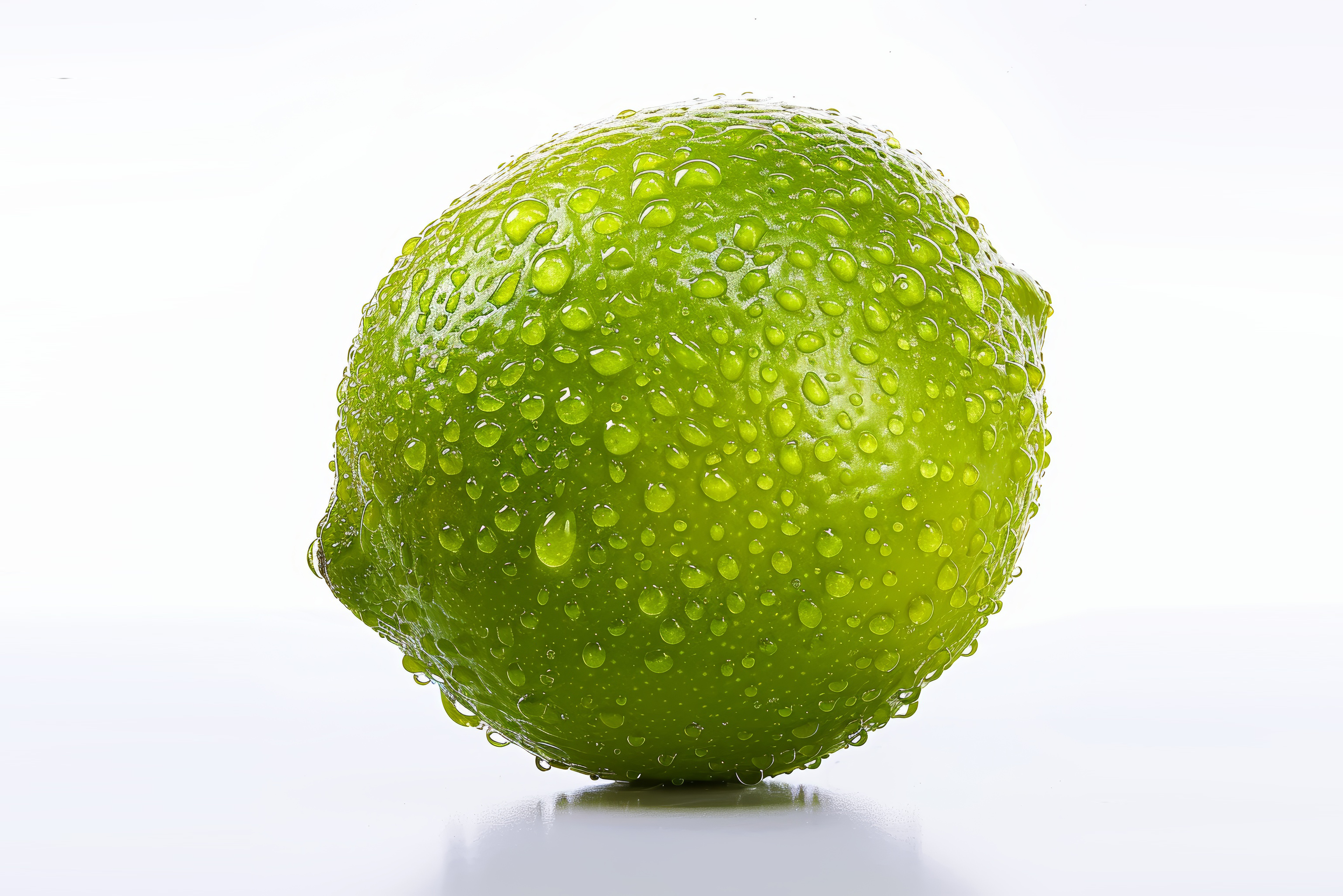 Ripe lime with water drops isolation on white background