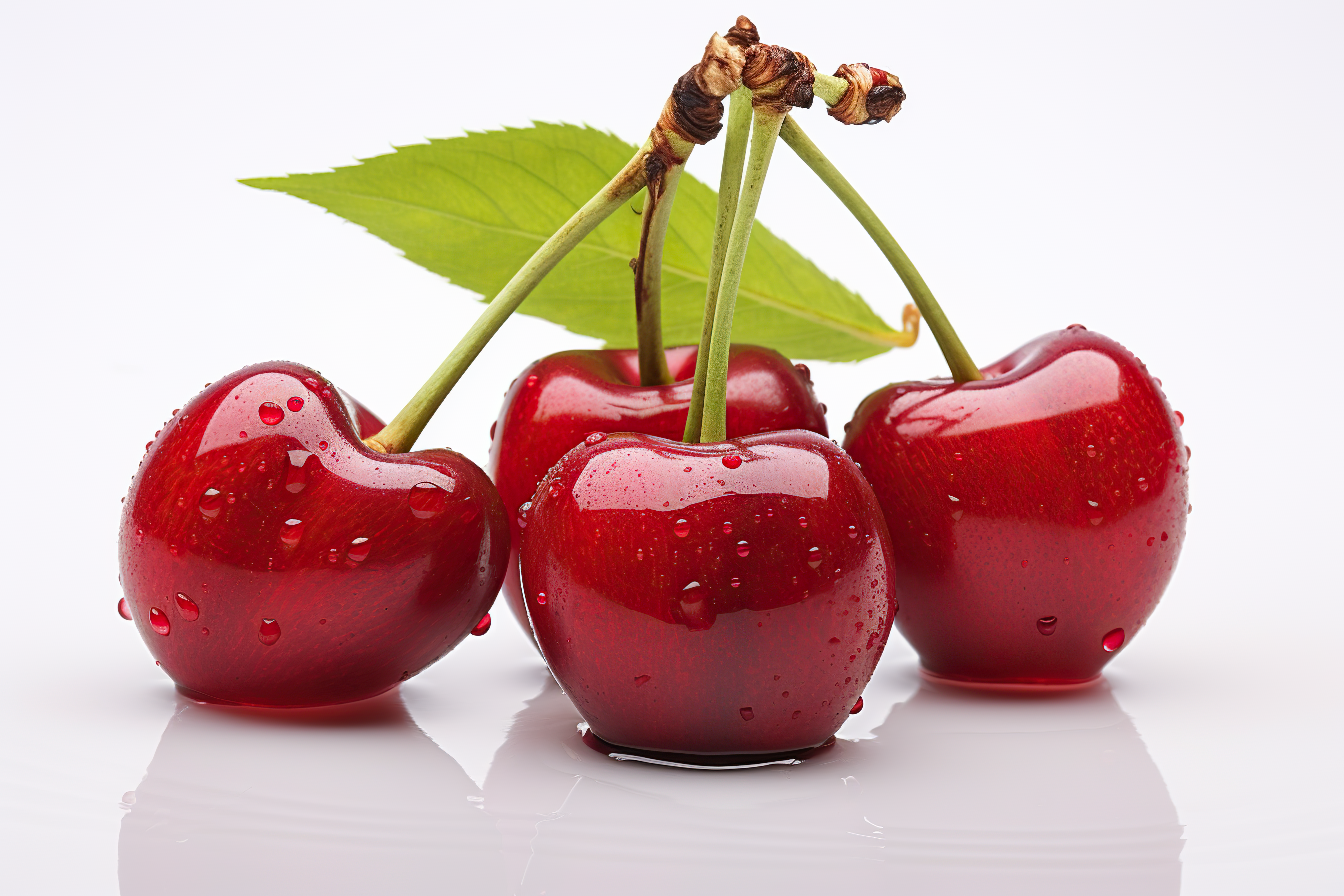 Ripe red cherries isolated on white background