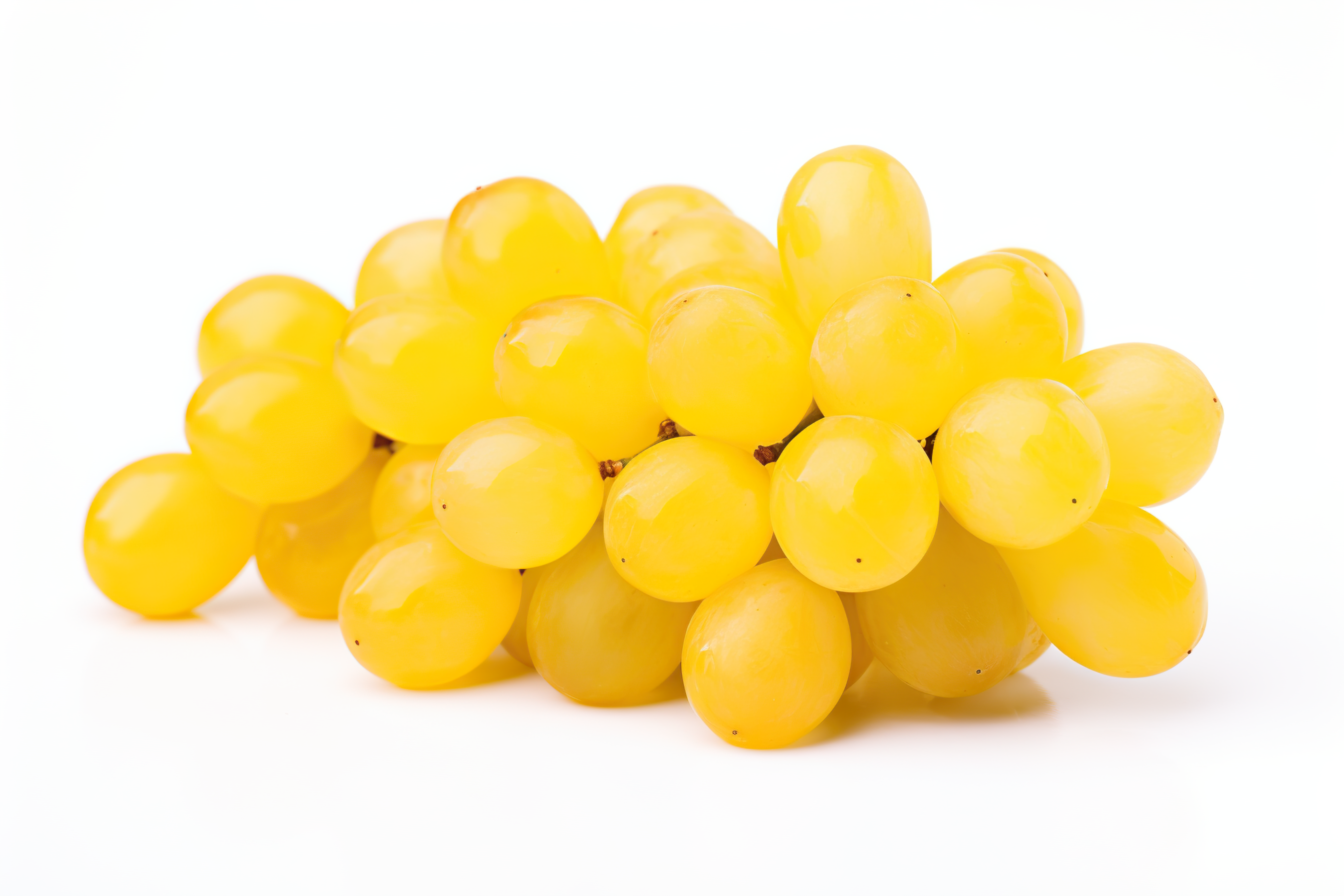 Ripe yellow grapes isolated on white background