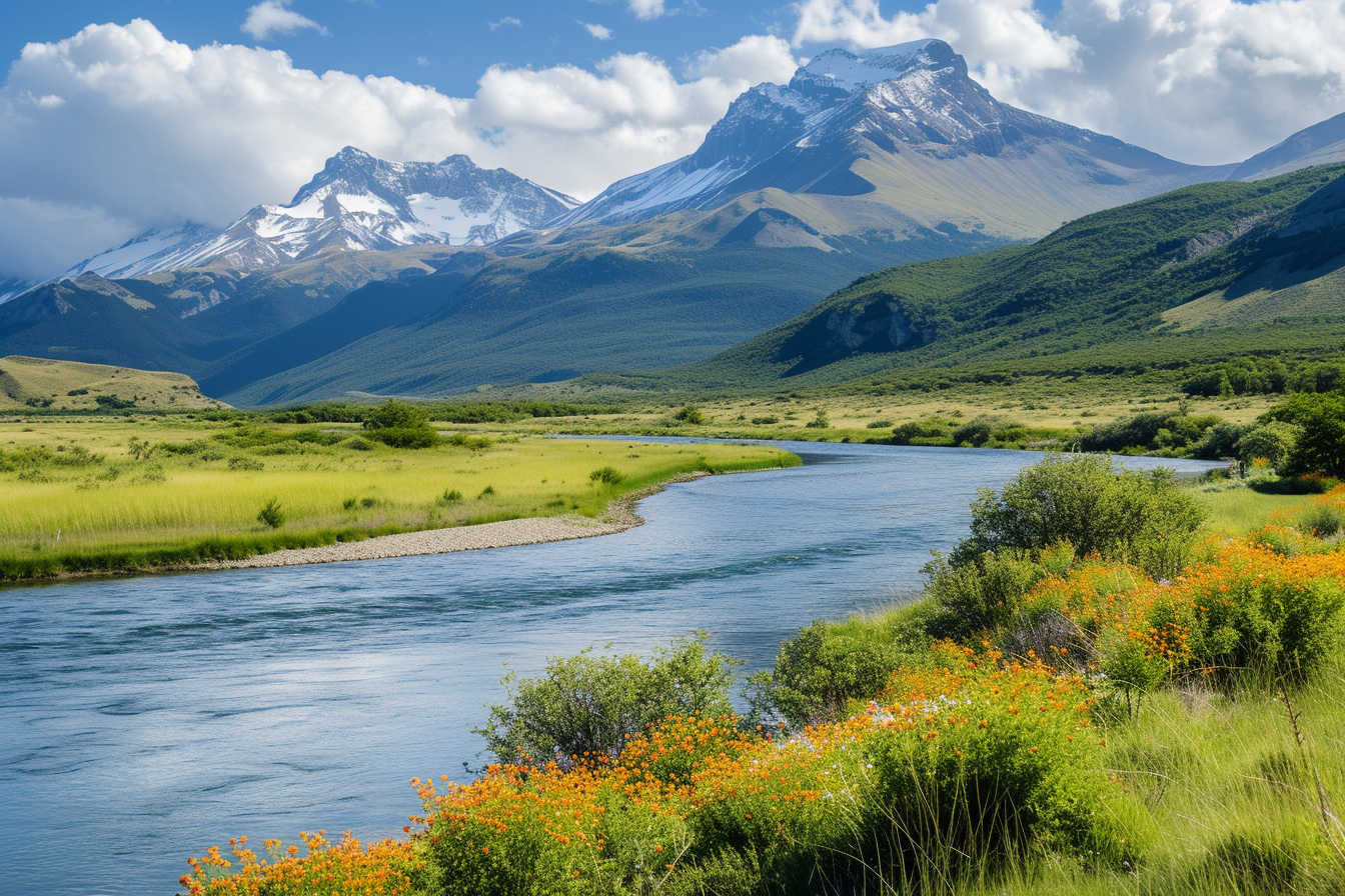River flowing through mountains