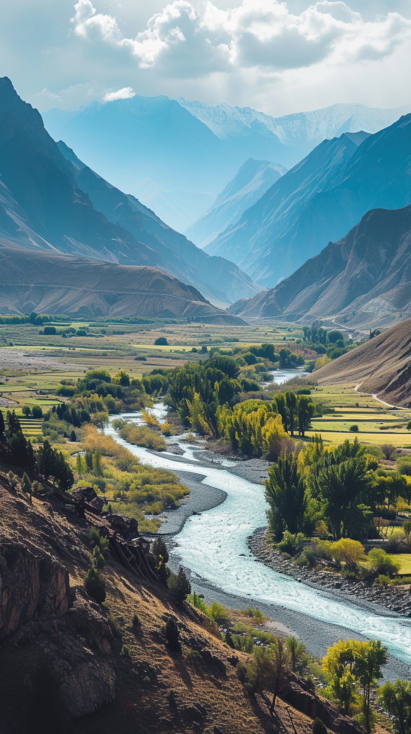 River flowing through mountains