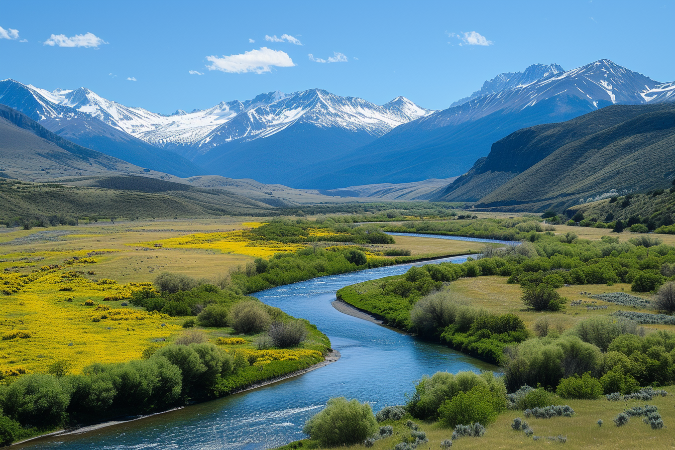 River flowing through mountains