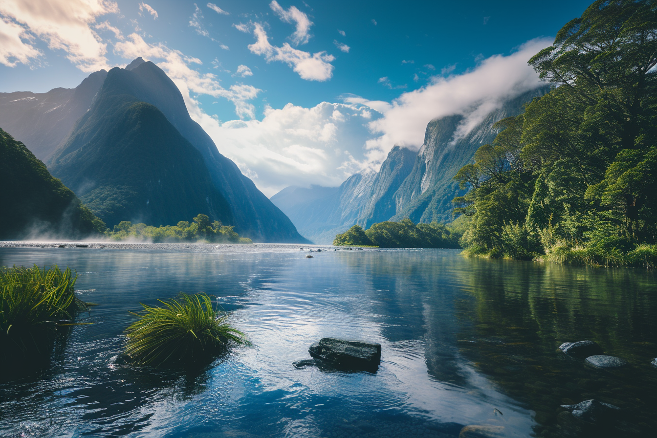 River flowing through mountains