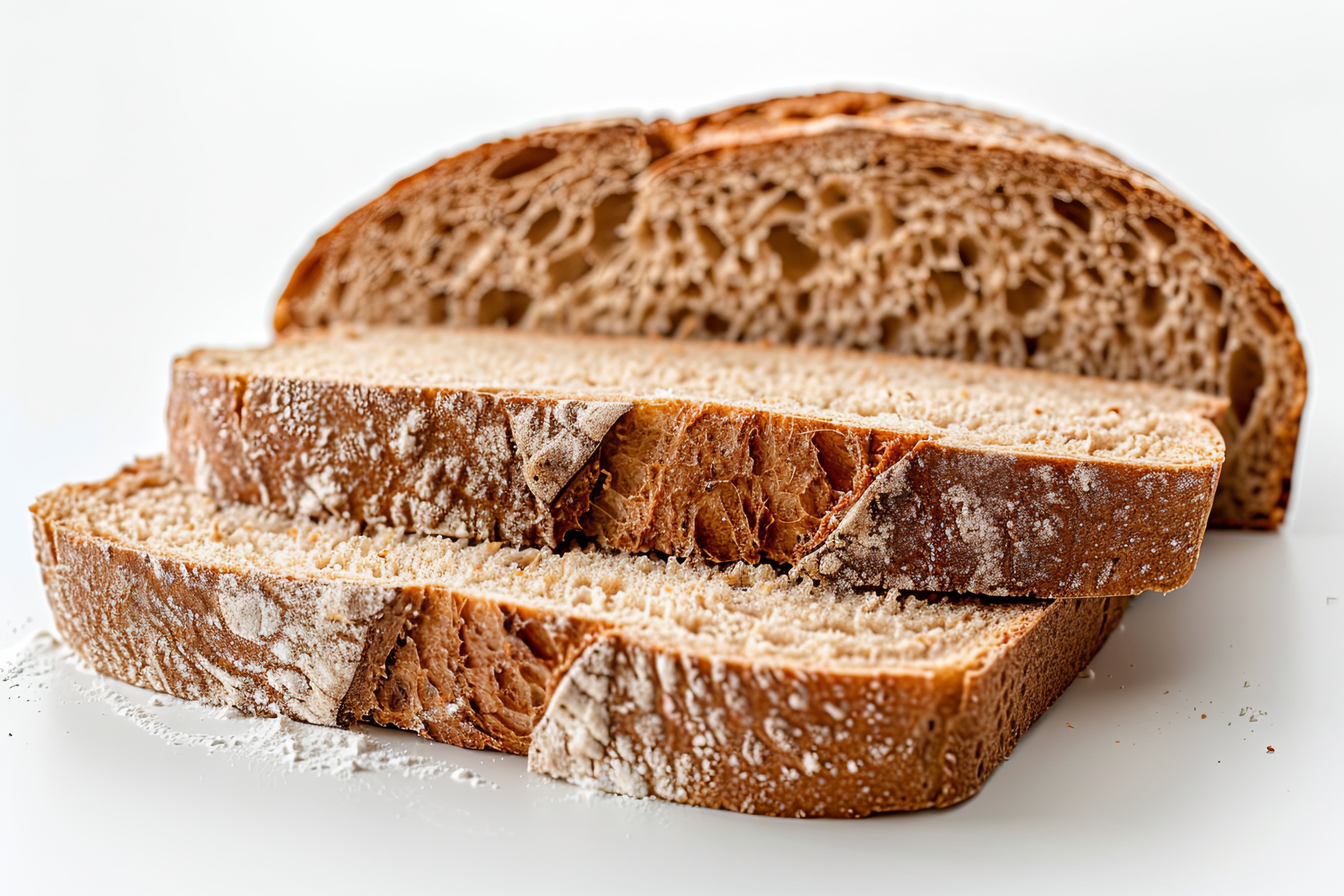 Slice of fresh bread isolated on white Background