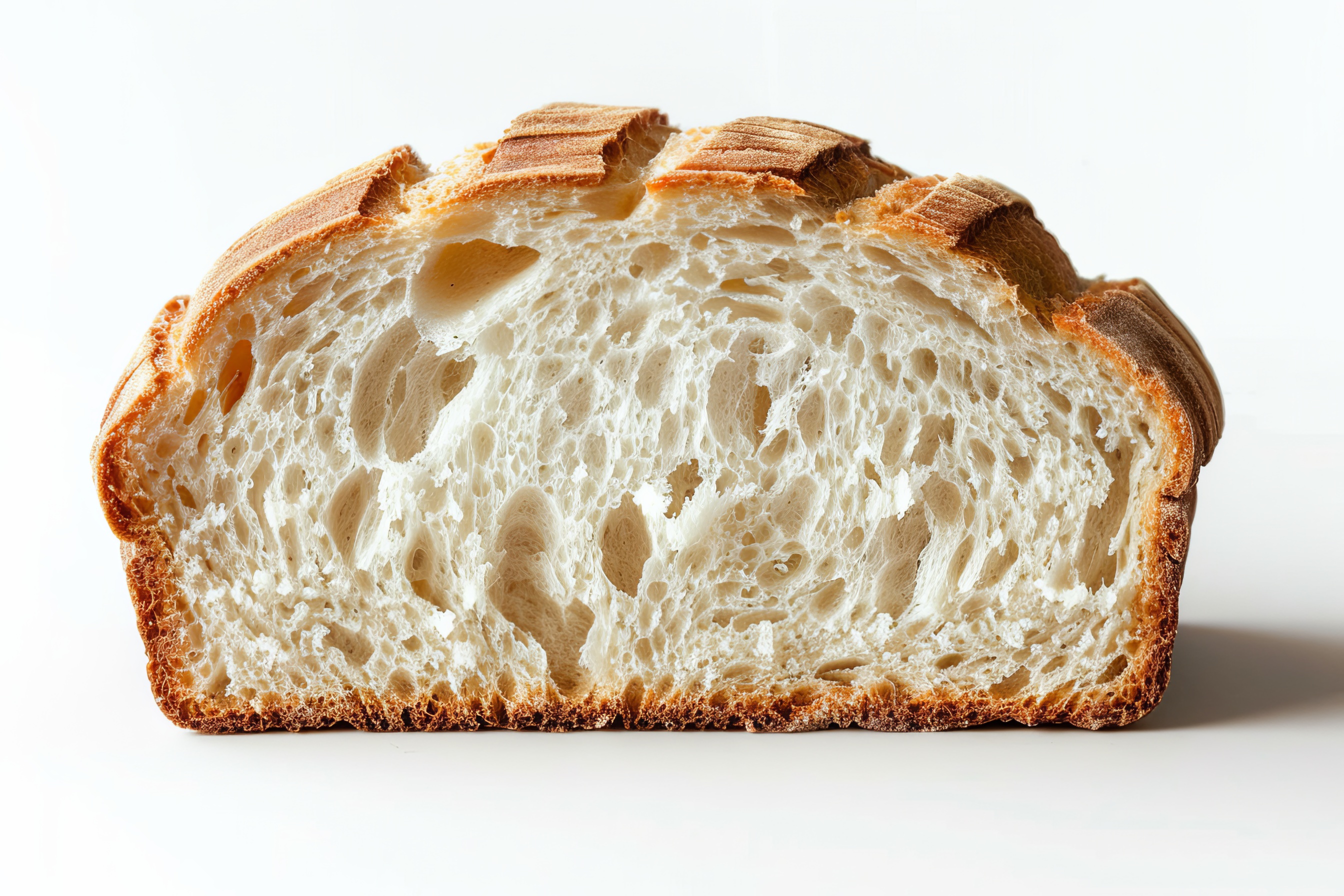 Slice of fresh white bread isolated on white Background