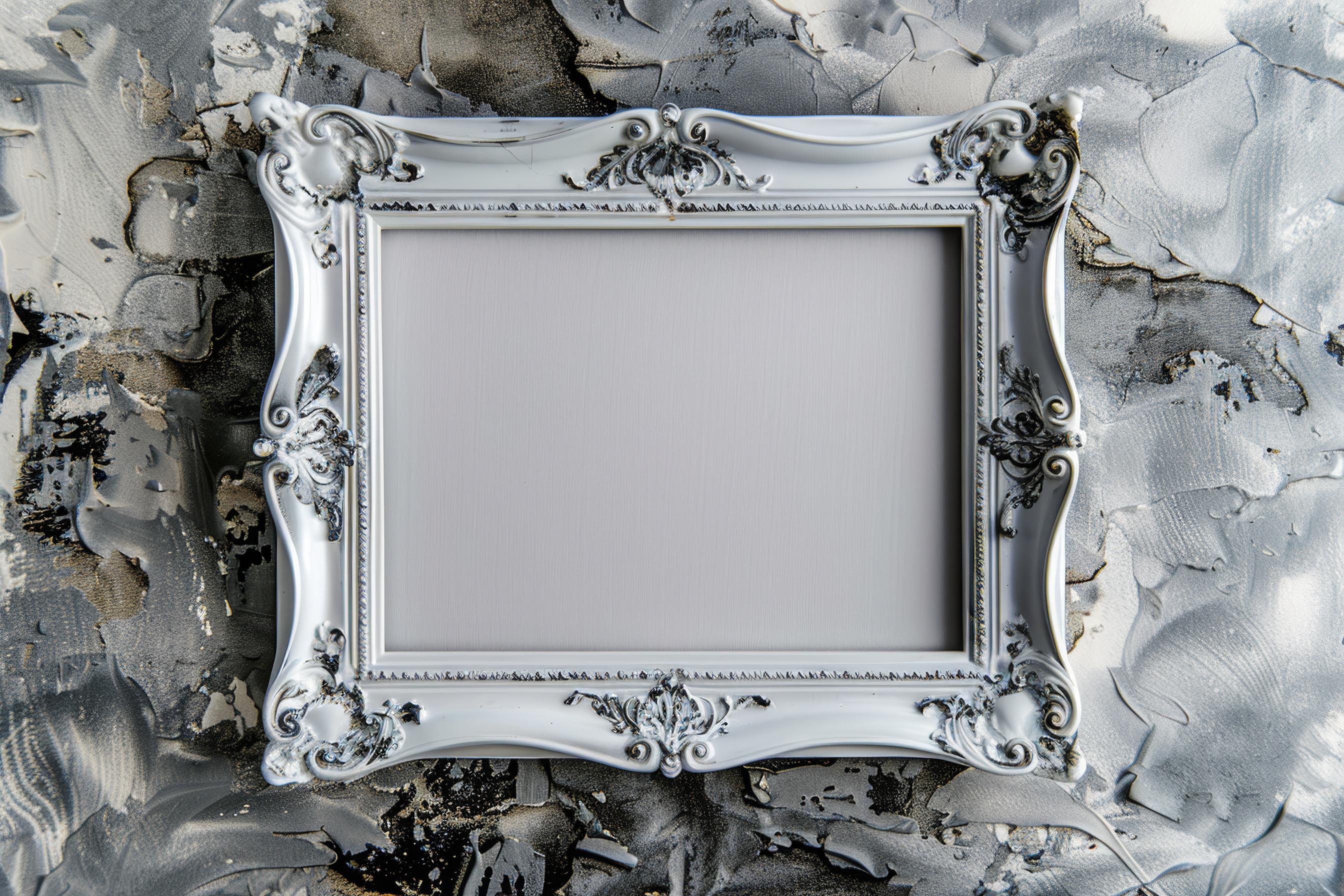 Vintage wooden frame on wall background