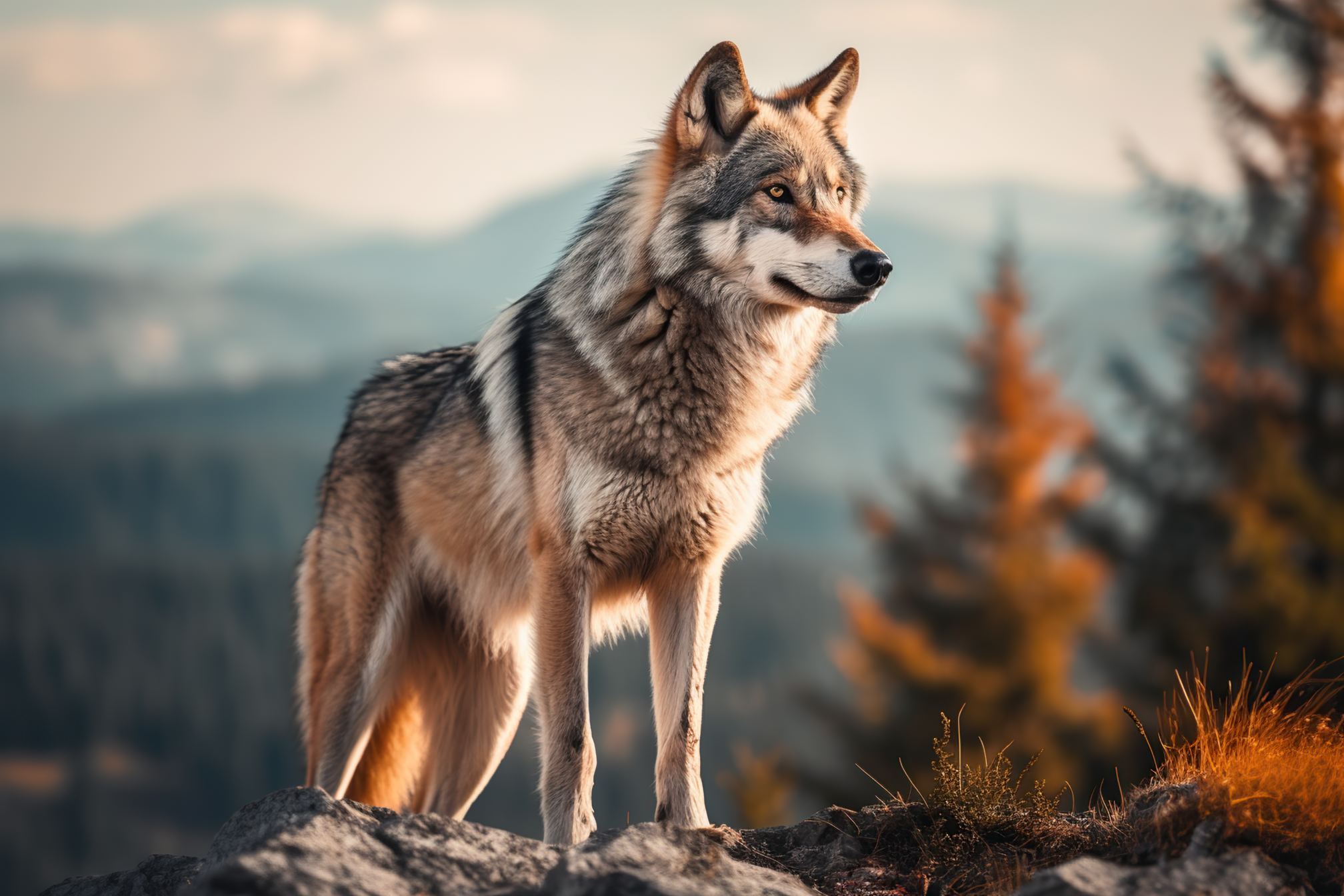 Wolf roaming in its natural habitat