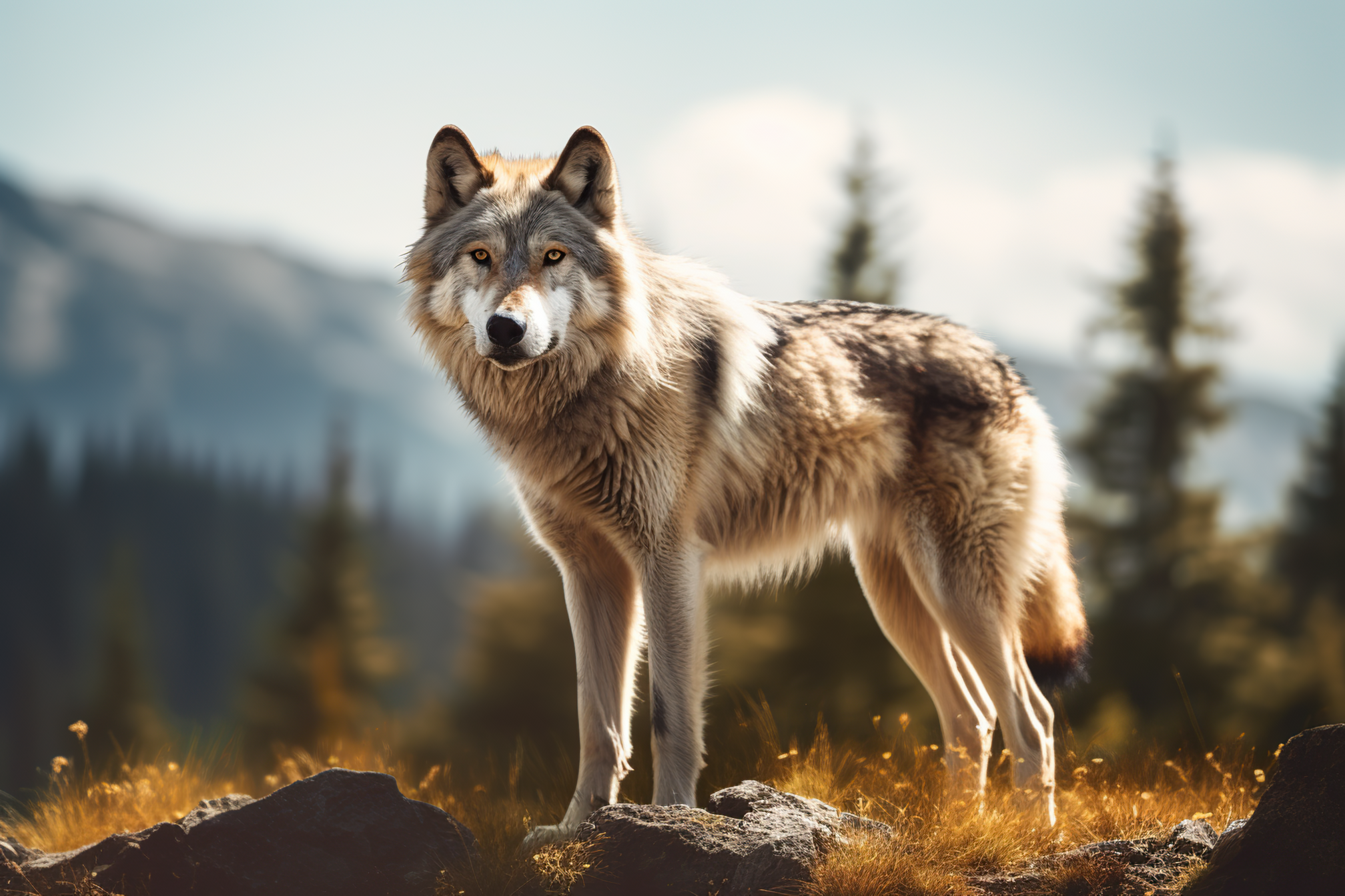 Wolf roaming in its natural habitat