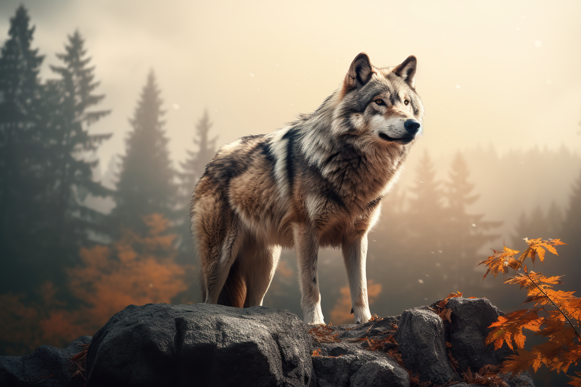 Wolf roaming in its natural habitat