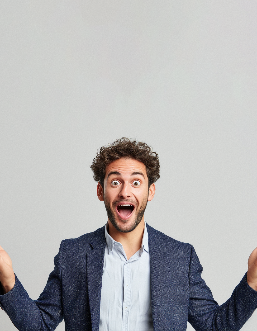 Young man wearing business suit with surprised gesture, AI Generative