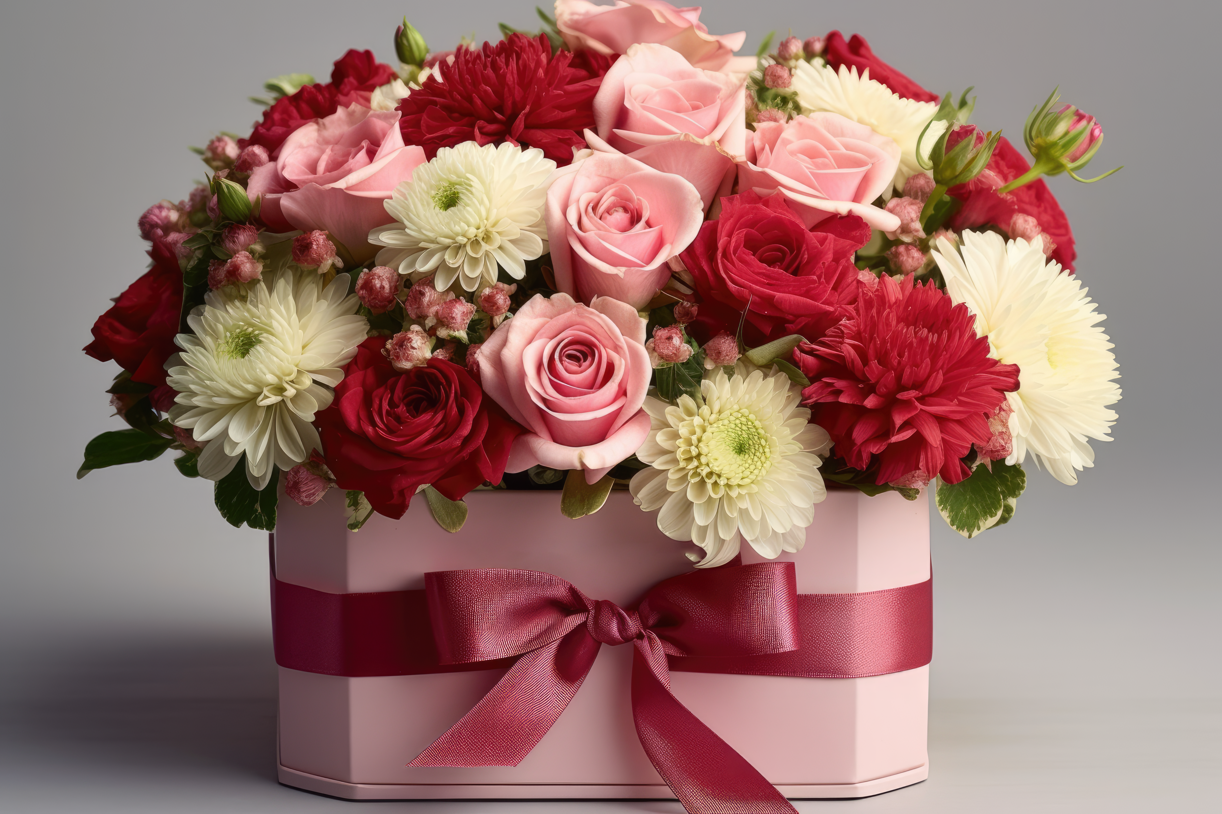 Flower box with fresh roses