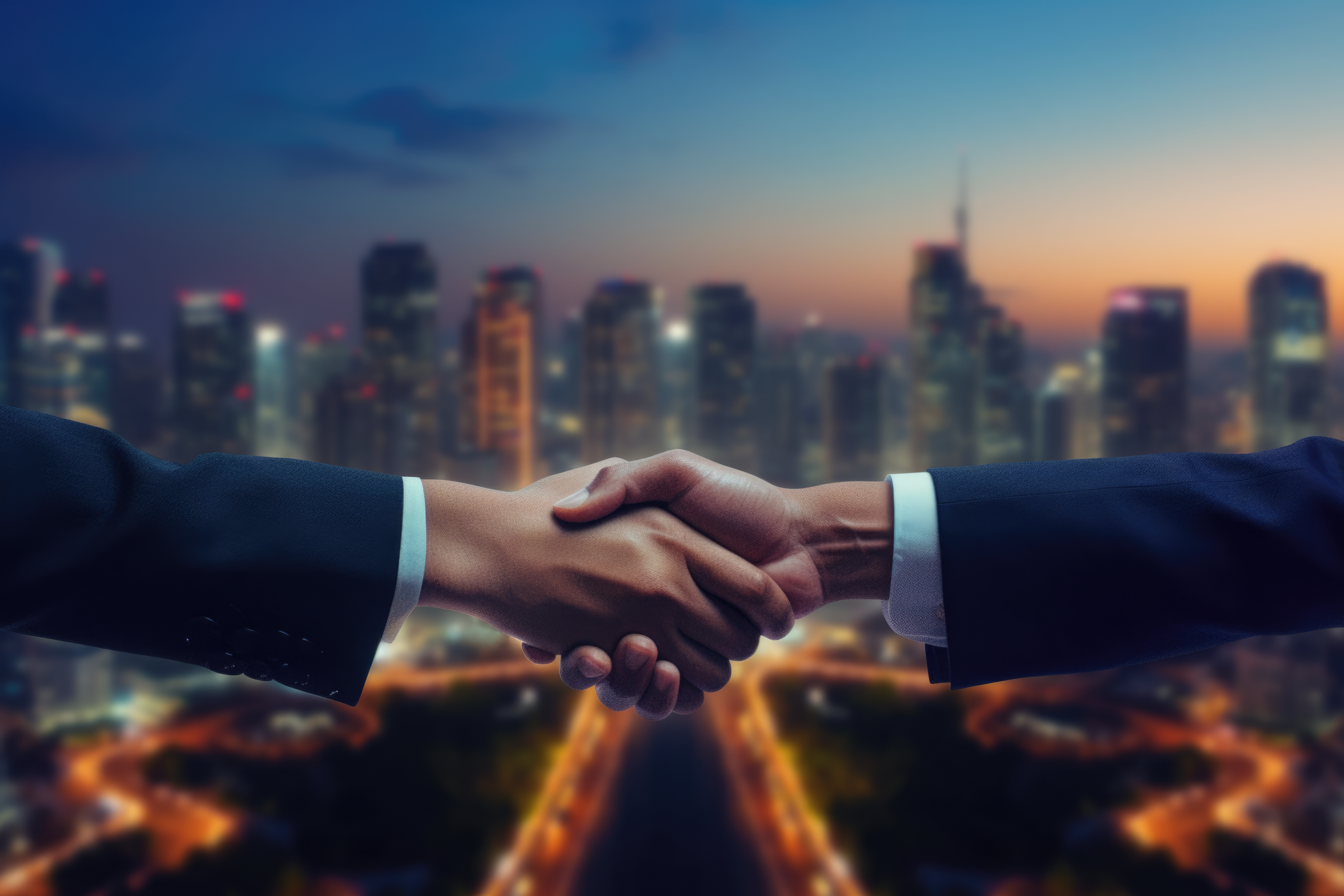 businessmen making handshake with partner