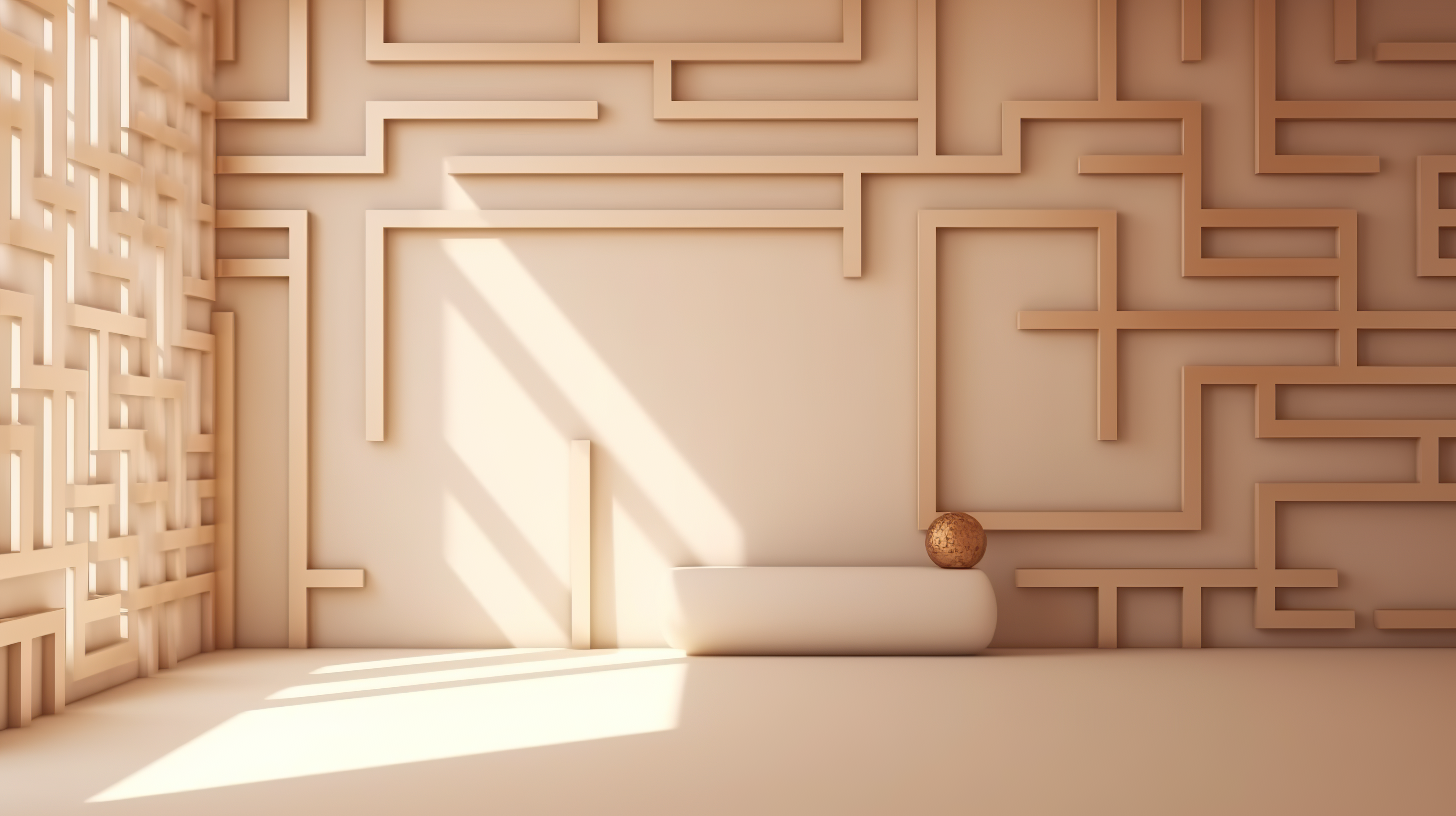 empty room with maze pattern and plant