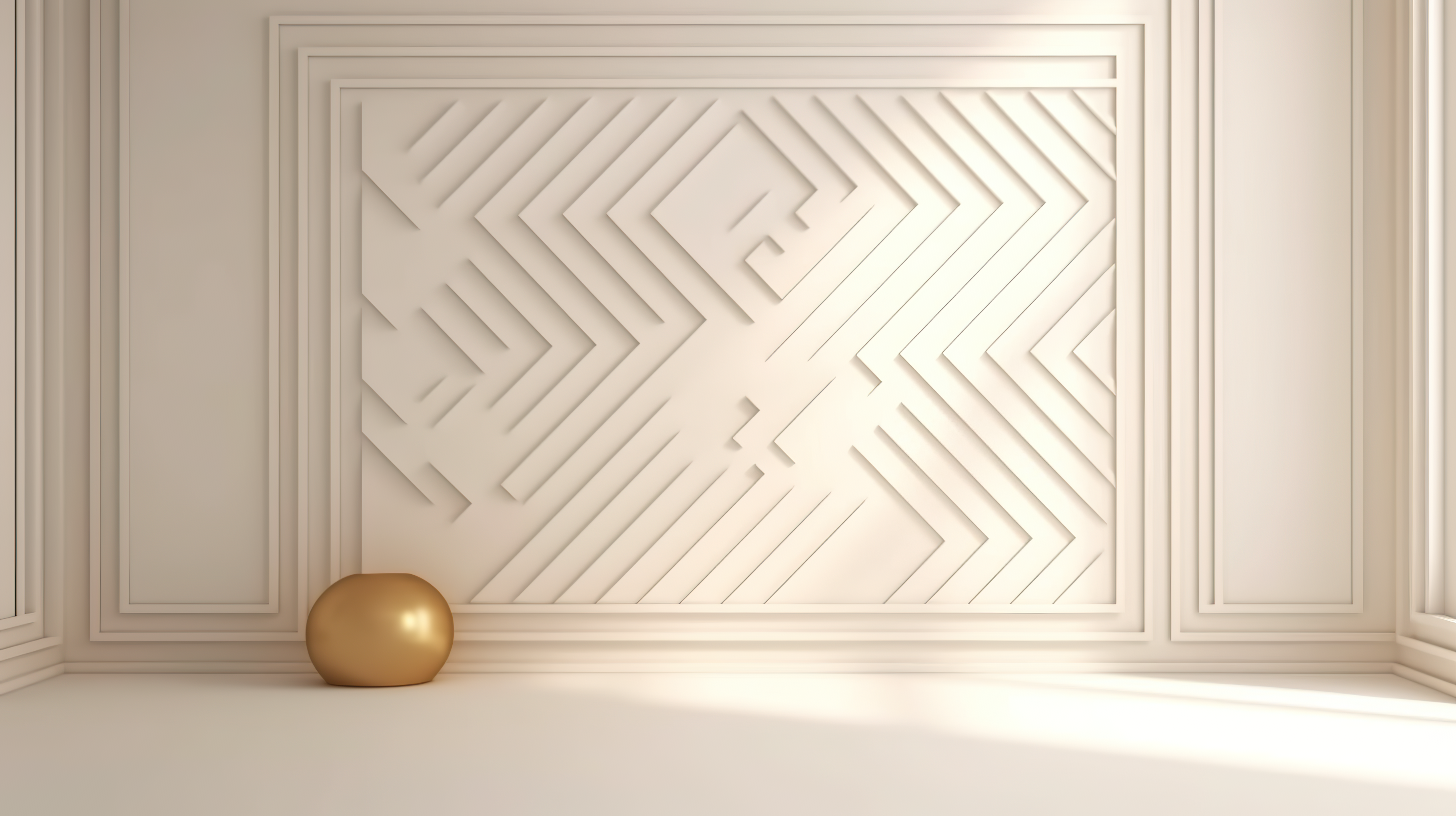 empty room with maze pattern and plant