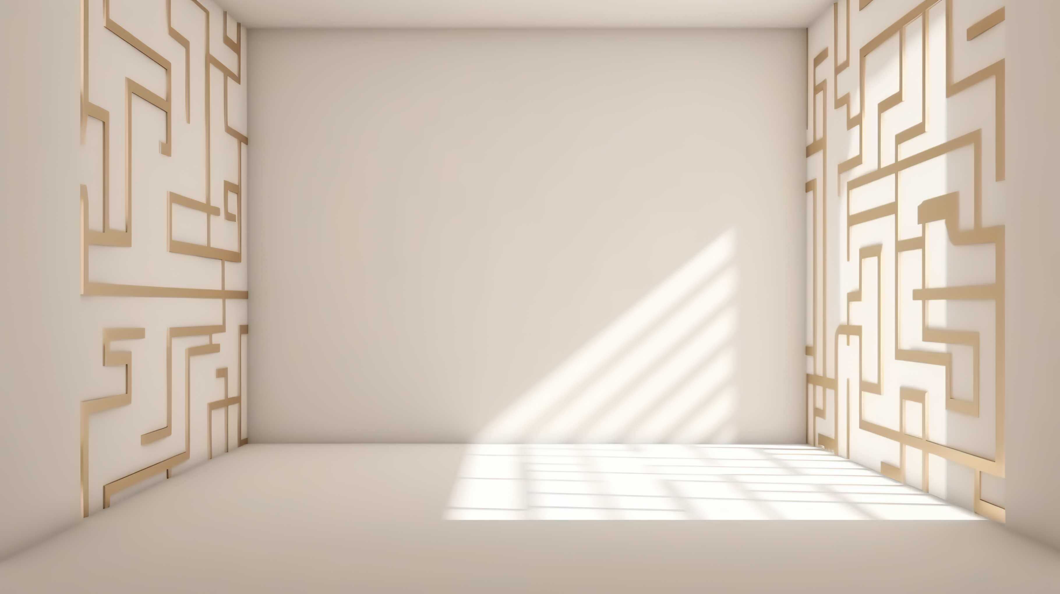 empty room with maze pattern and plant