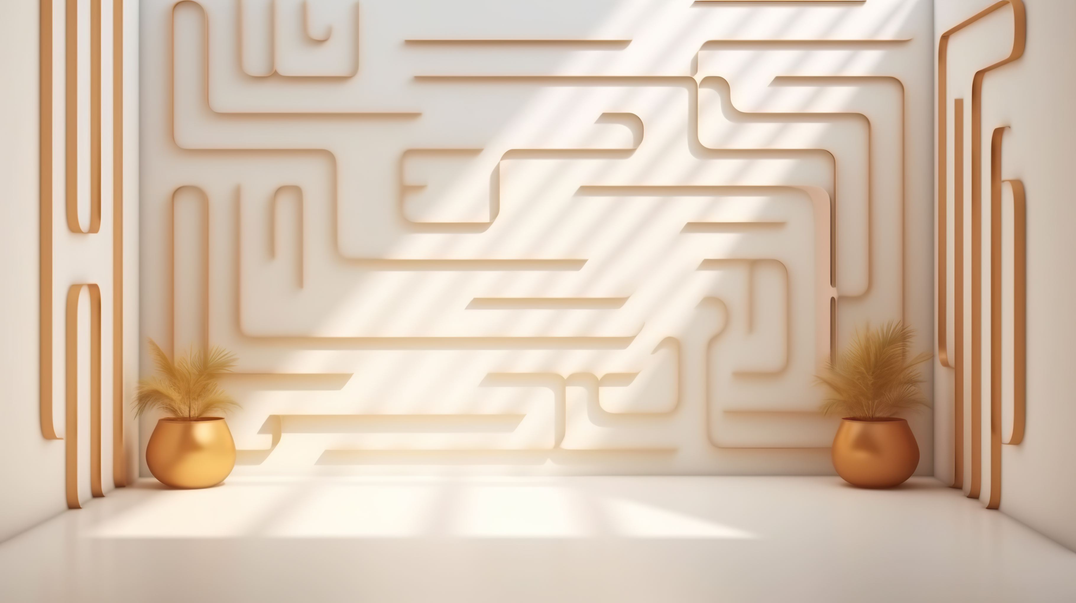 empty room with pattern and plant