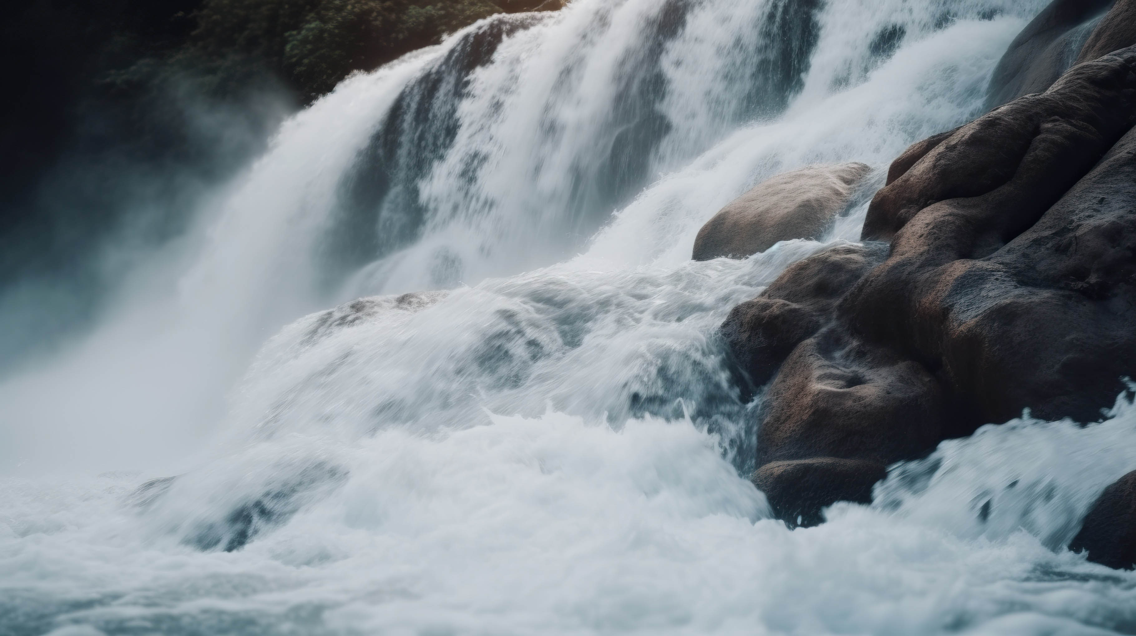 Waterfall cascading down a rocky cliff face