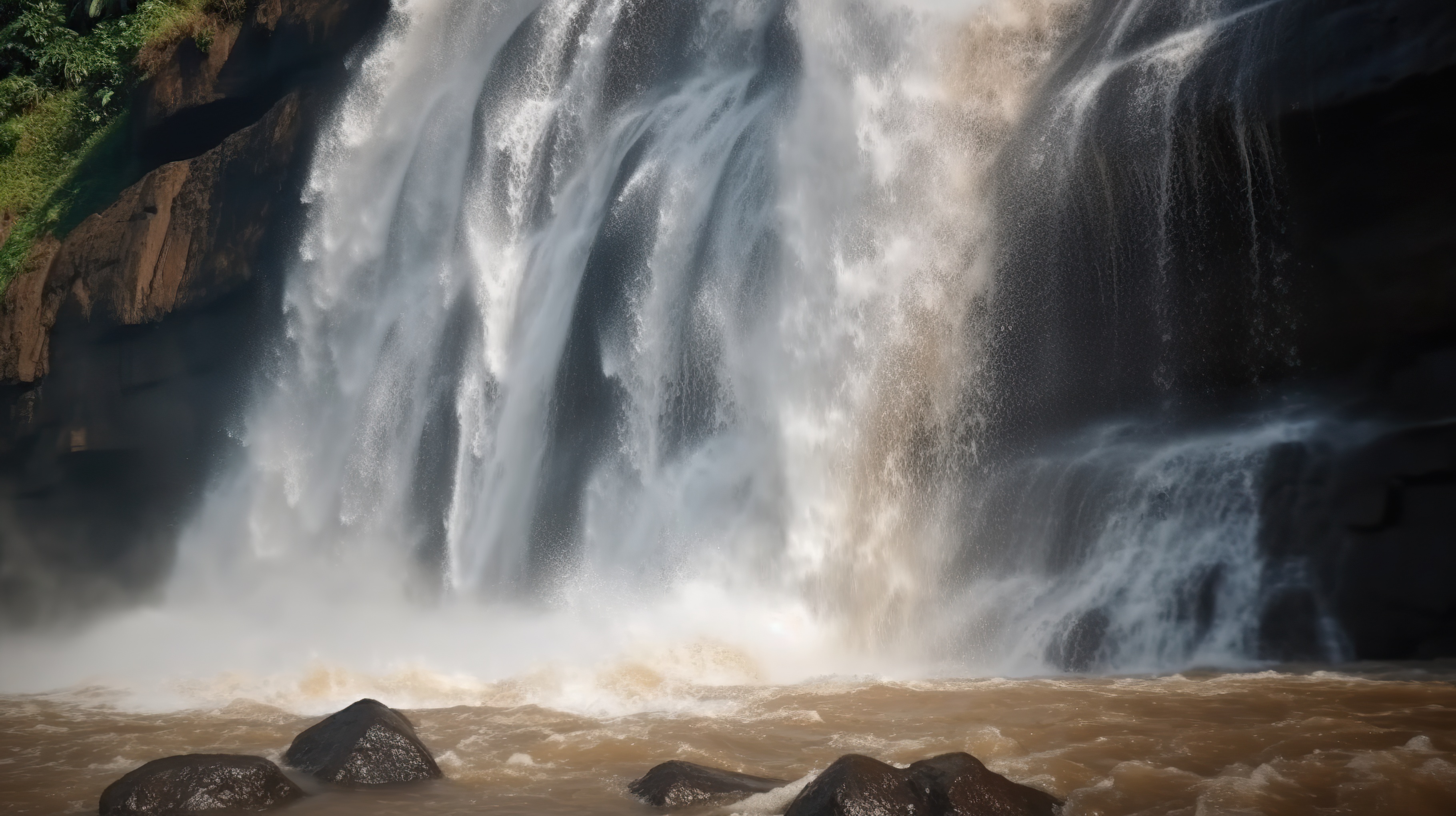 Waterfall cascading down a rocky cliff face